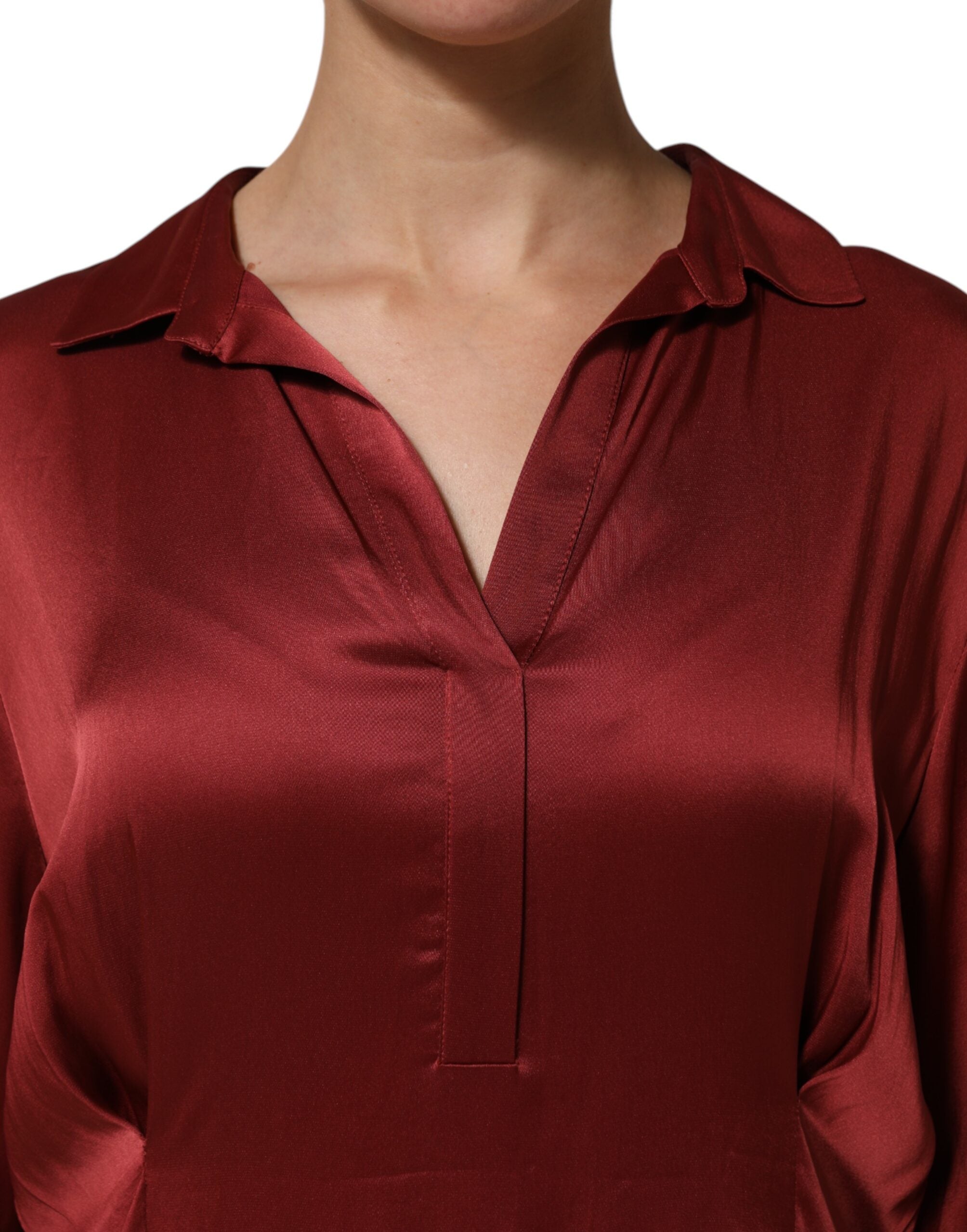 Fabiana Filippi Burgunderfarbenes langes Kleid aus Acetat und Viskose-Satin