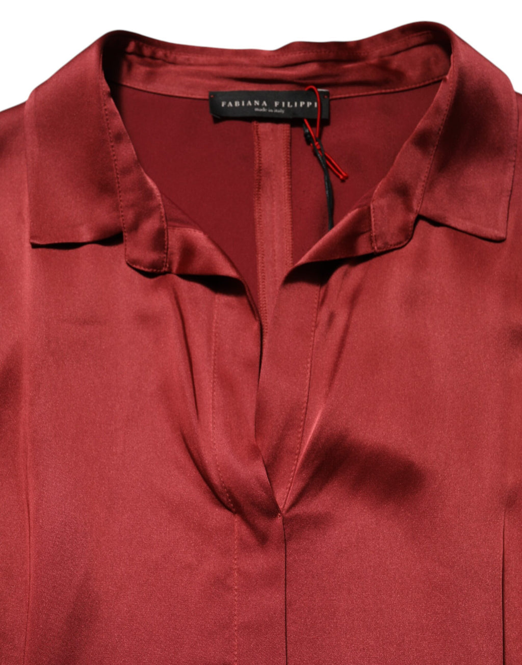 Fabiana Filippi Burgunderfarbenes langes Kleid aus Acetat und Viskose-Satin