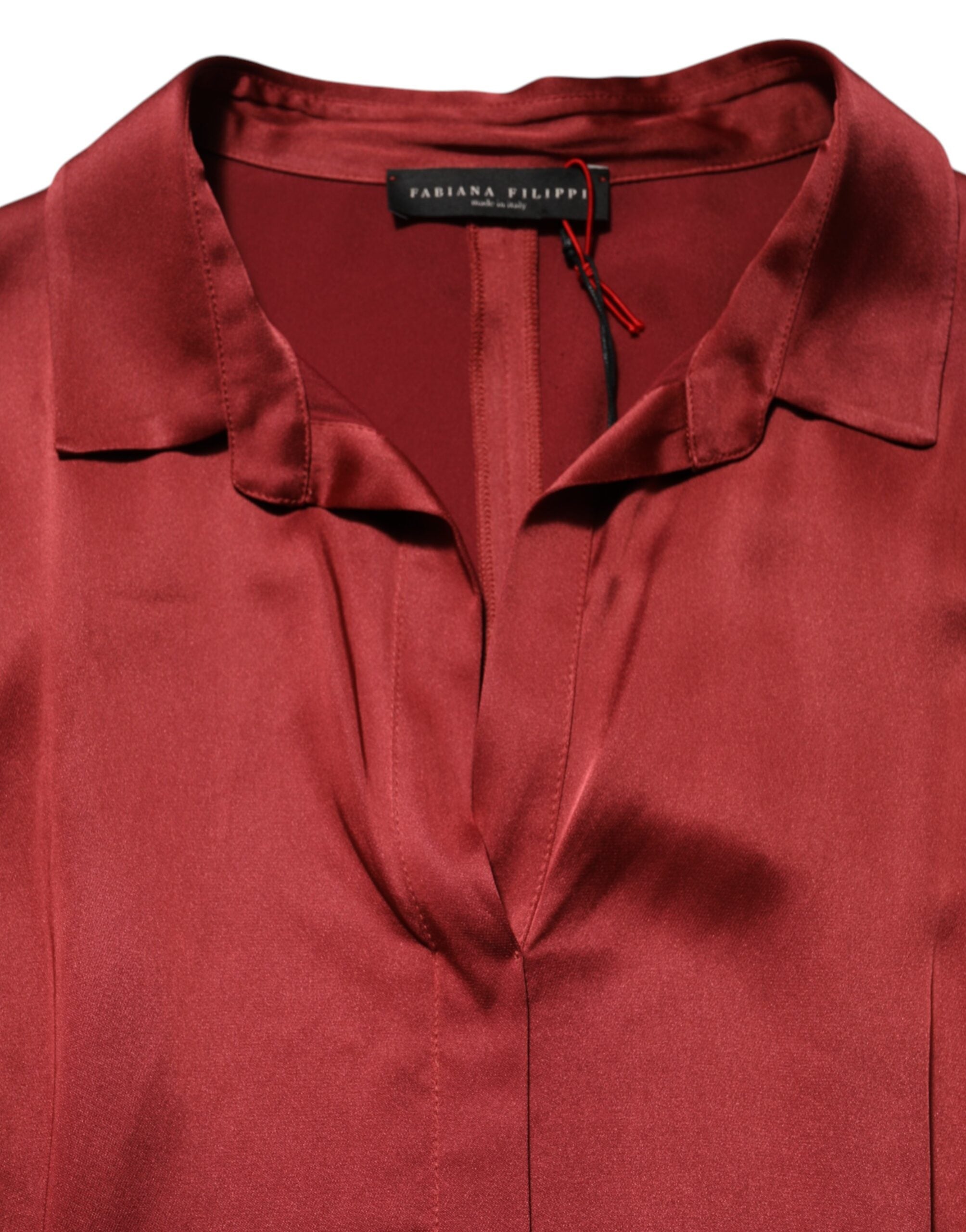 Fabiana Filippi Burgunderfarbenes langes Kleid aus Acetat und Viskose-Satin