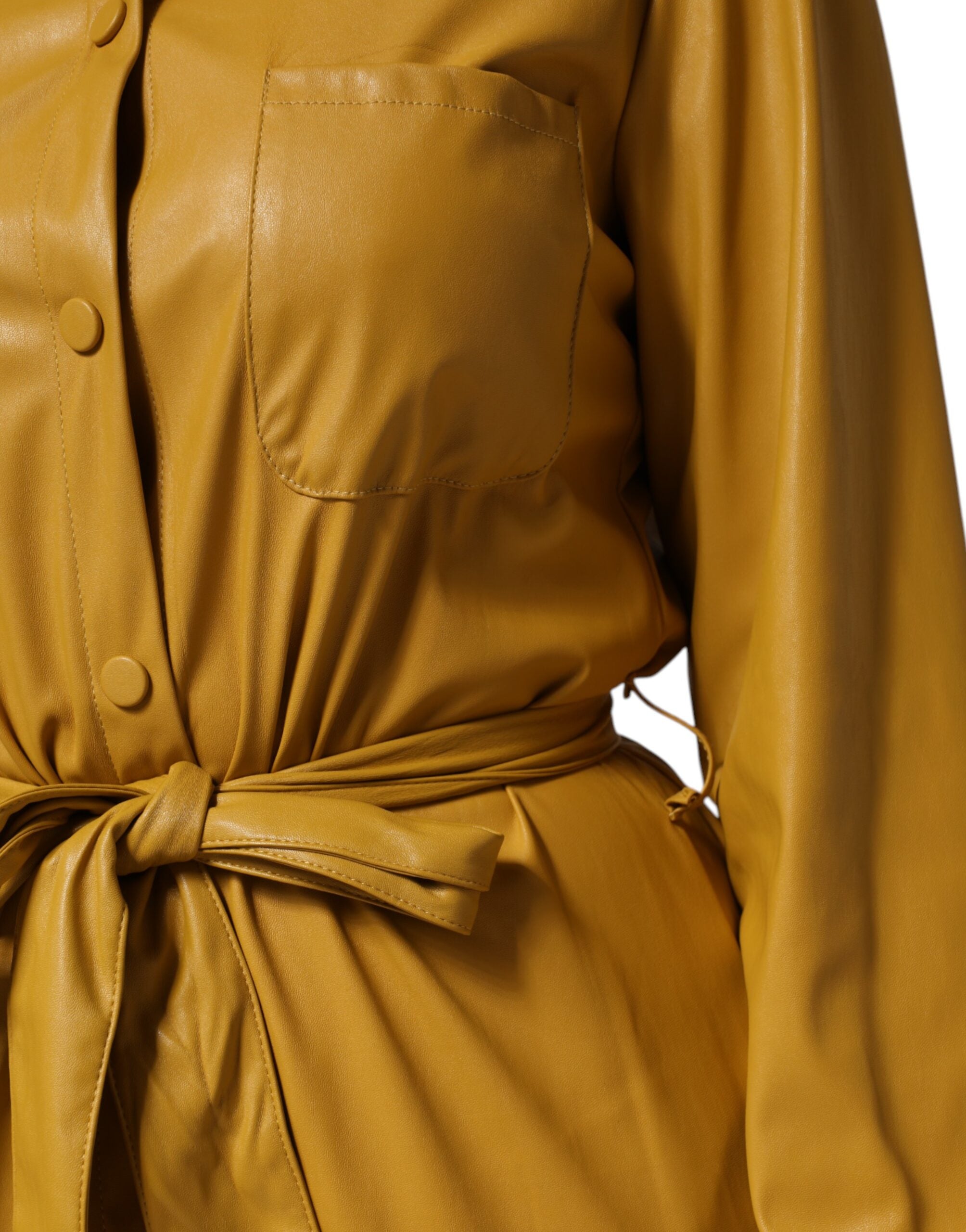 PINKO Polyester Gürtelhemd Midi Langarm Gelb Senf