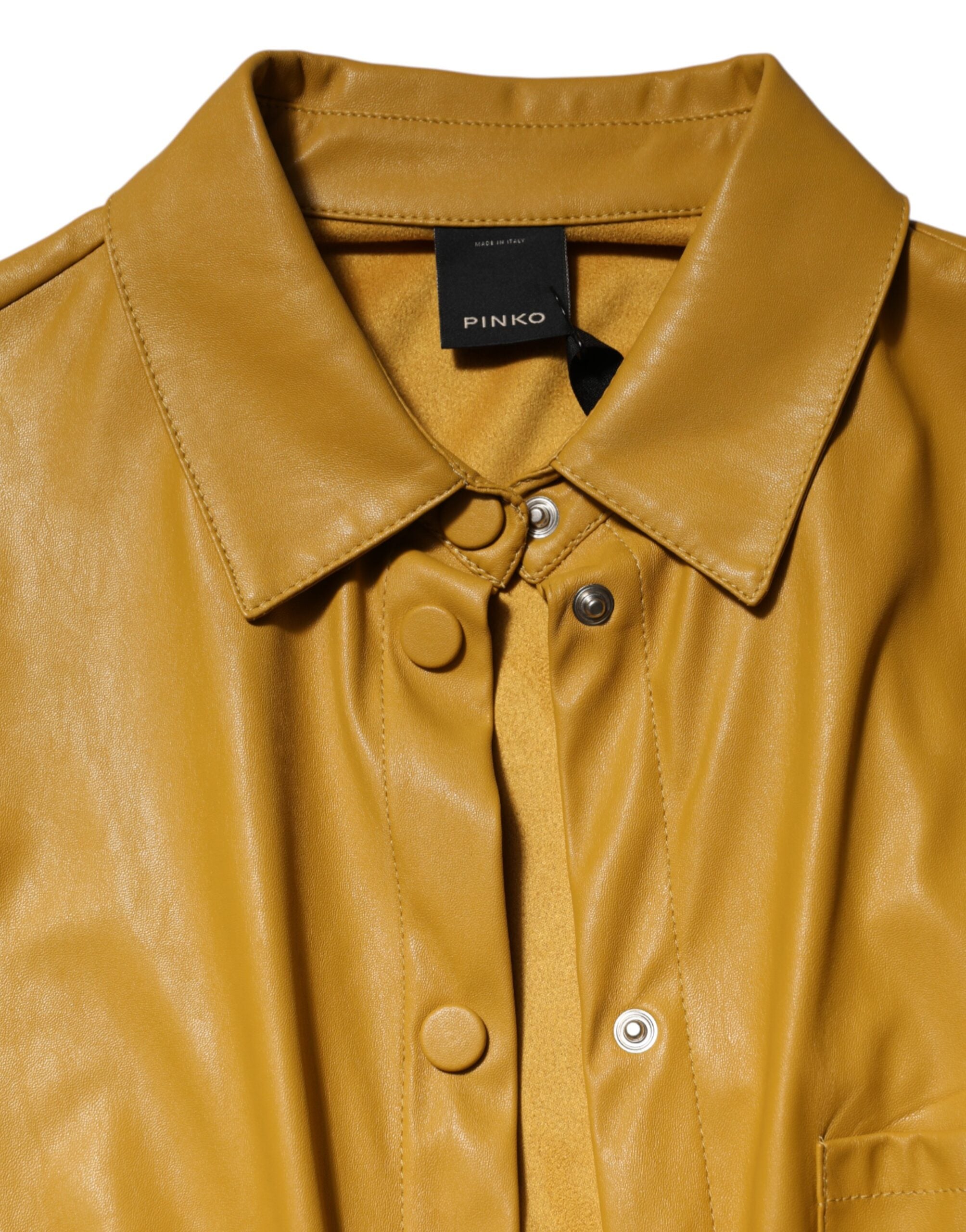 PINKO Polyester Gürtelhemd Midi Langarm Gelb Senf