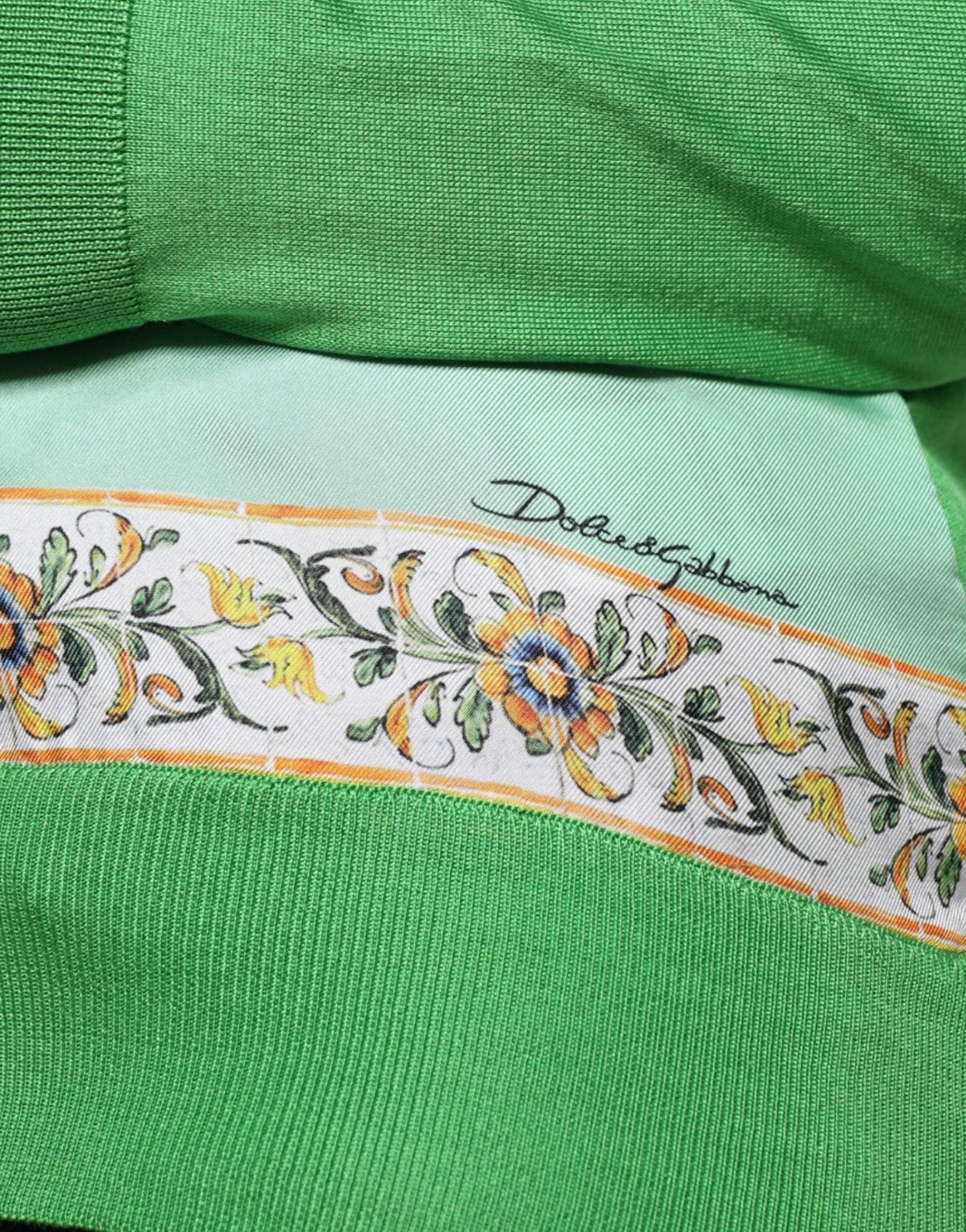 Dolce & Gabbana Grüner Lemon Print Pullover Seide Frauen Pullover