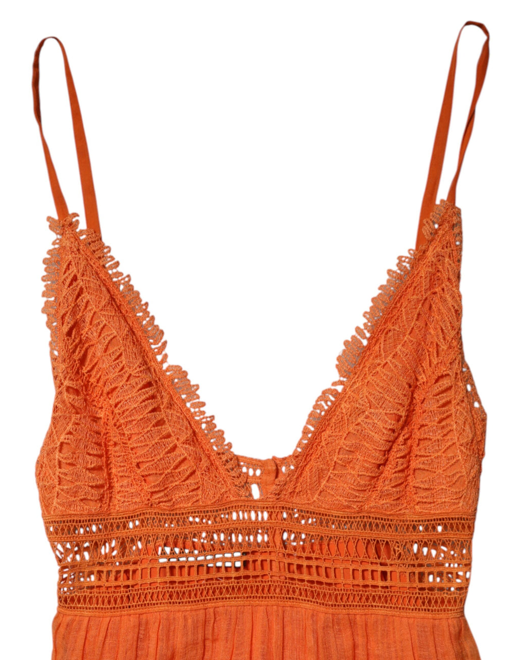 Alberta Ferretti Orangefarbenes Bustier-Maxikleid mit Spitzeneinsatz