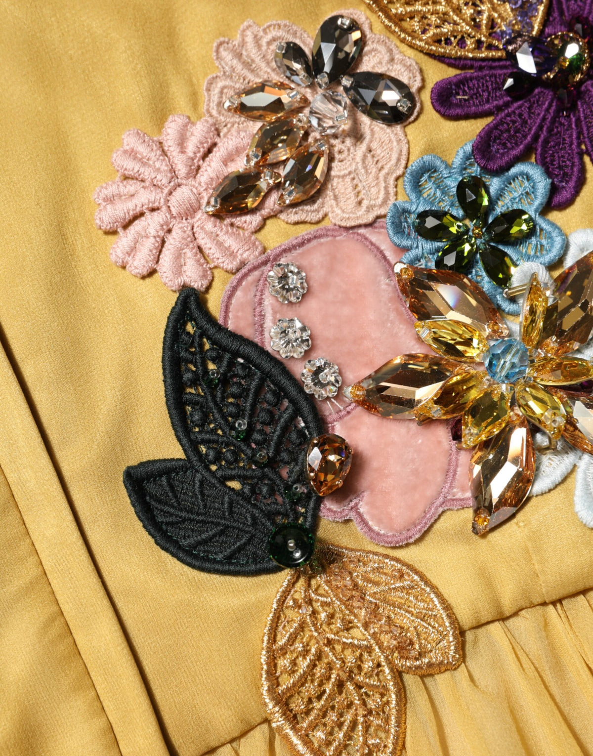 Dolce & Gabbana Yellow Silk Floral Embroidered Maxi Dress