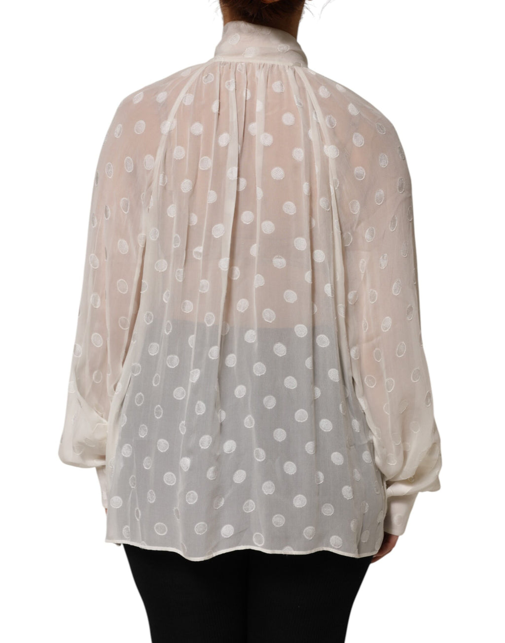 Dolce & Gabbana Weißes Polka-Hemd mit Seidenfliege Hemdbluse Top