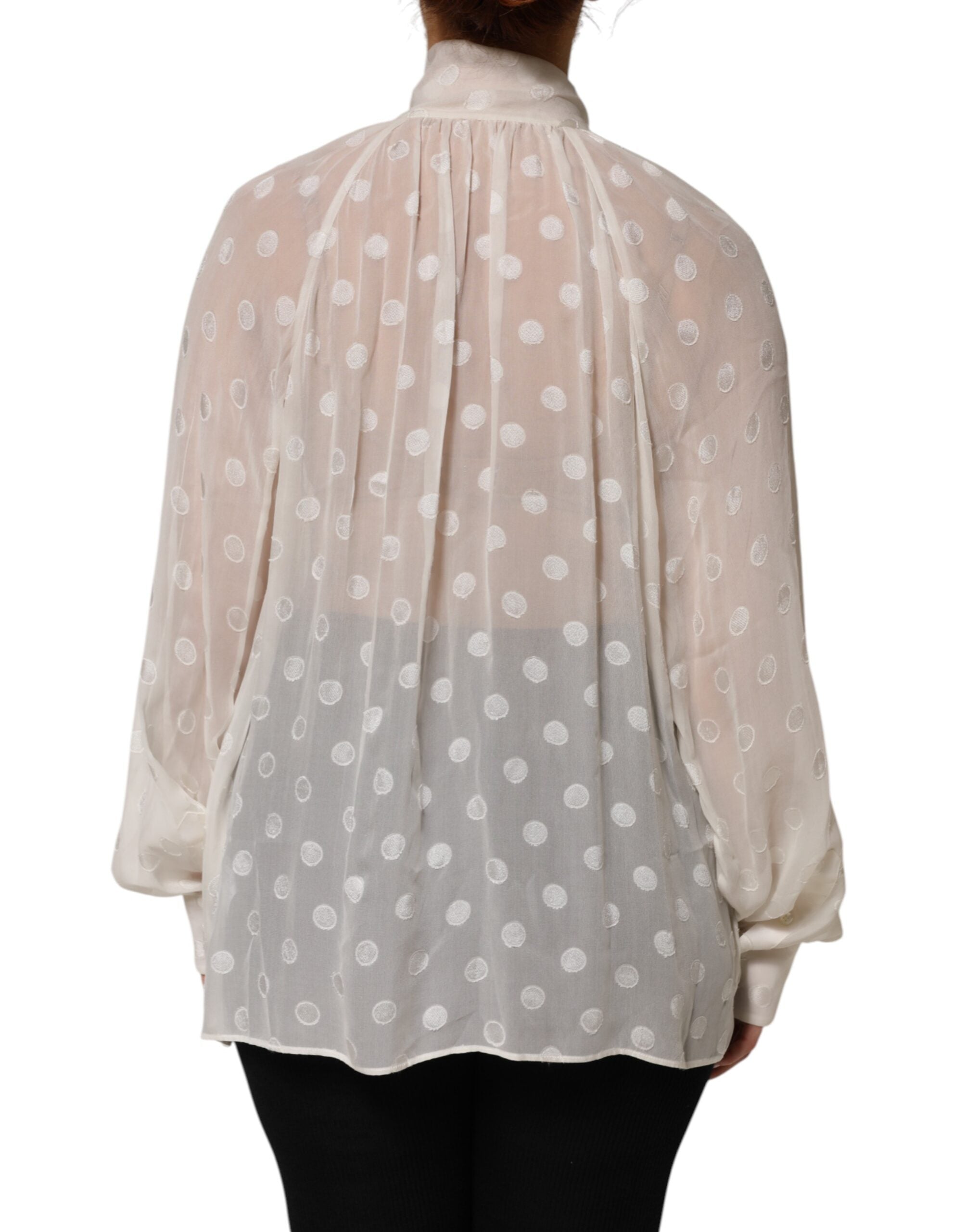 Dolce & Gabbana Weißes Polka-Hemd mit Seidenfliege Hemdbluse Top