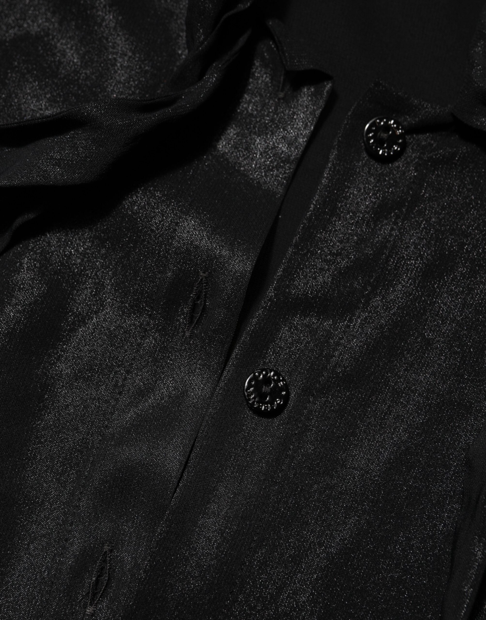 Dolce & Gabbana Schwarzes Viskose-Langarm-Krawattenblusentop