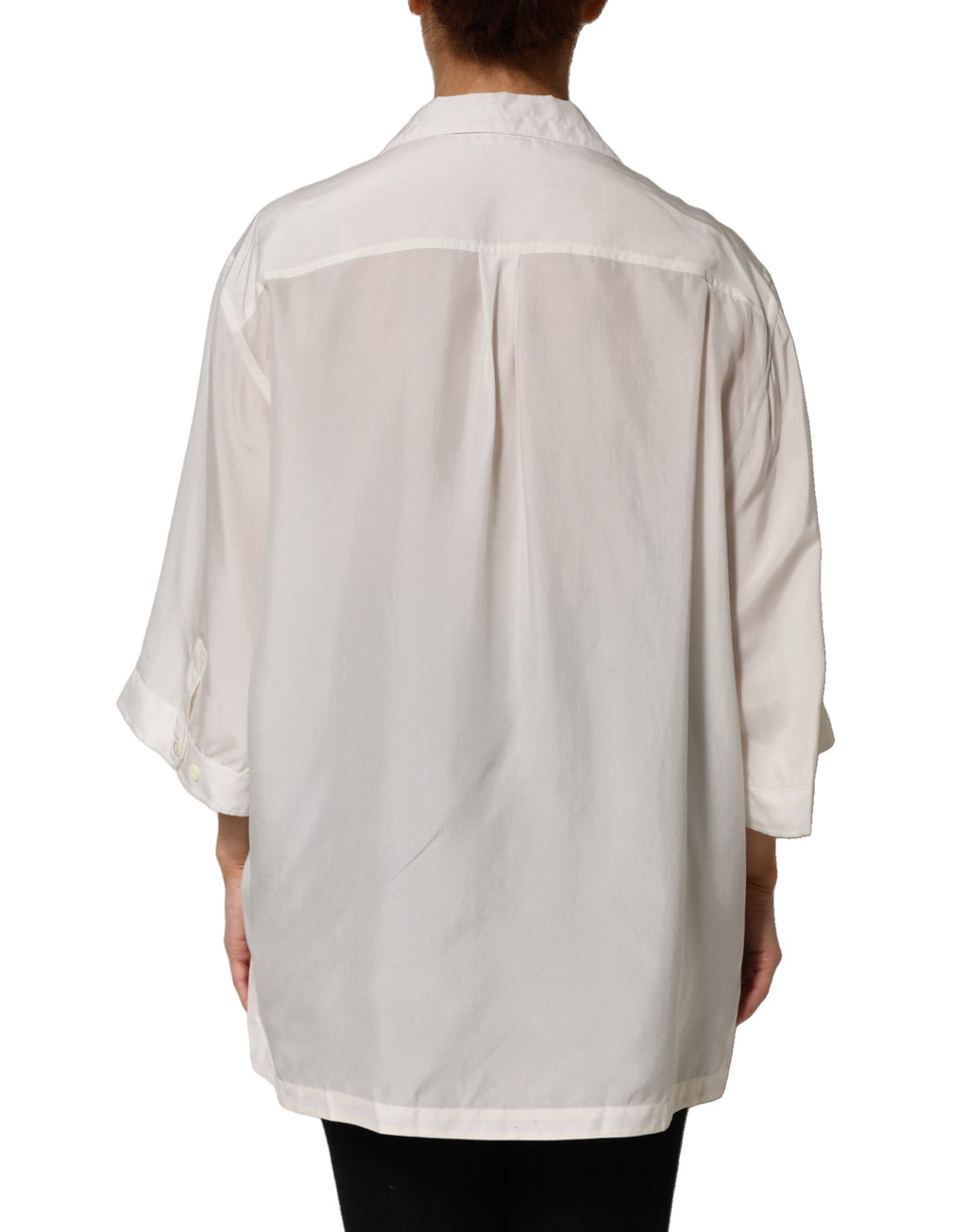 Dolce & Gabbana Witte Zijden Blouse Top met Kraag en 3/4 Mouwen