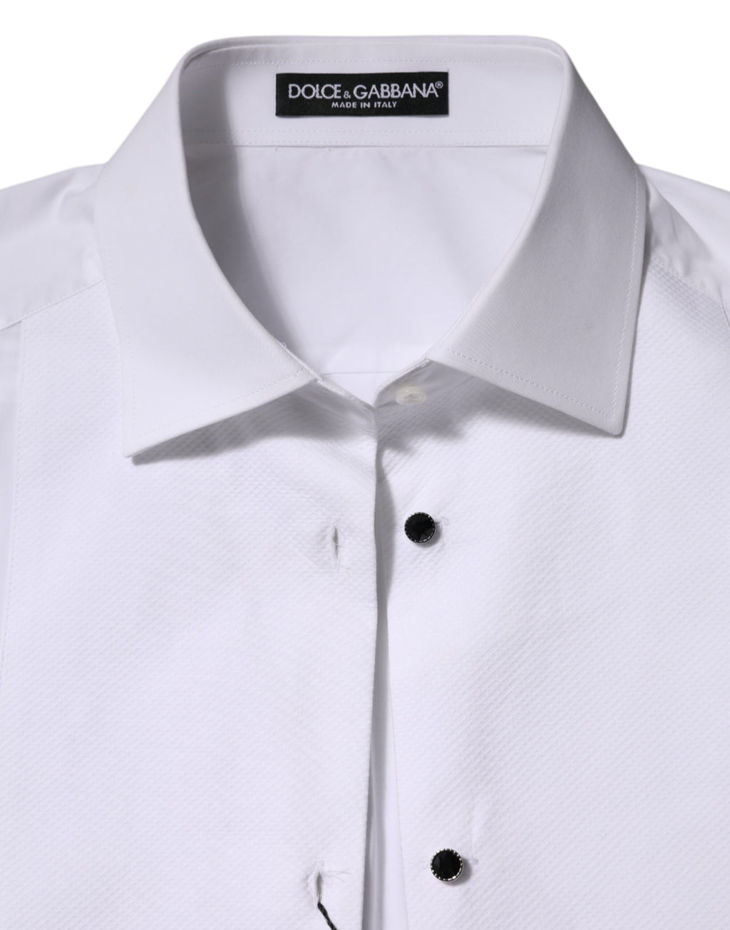 Dolce & Gabbana Weißes Baumwoll-Smoking-Lätzchen Langarm-Kleidhemd
