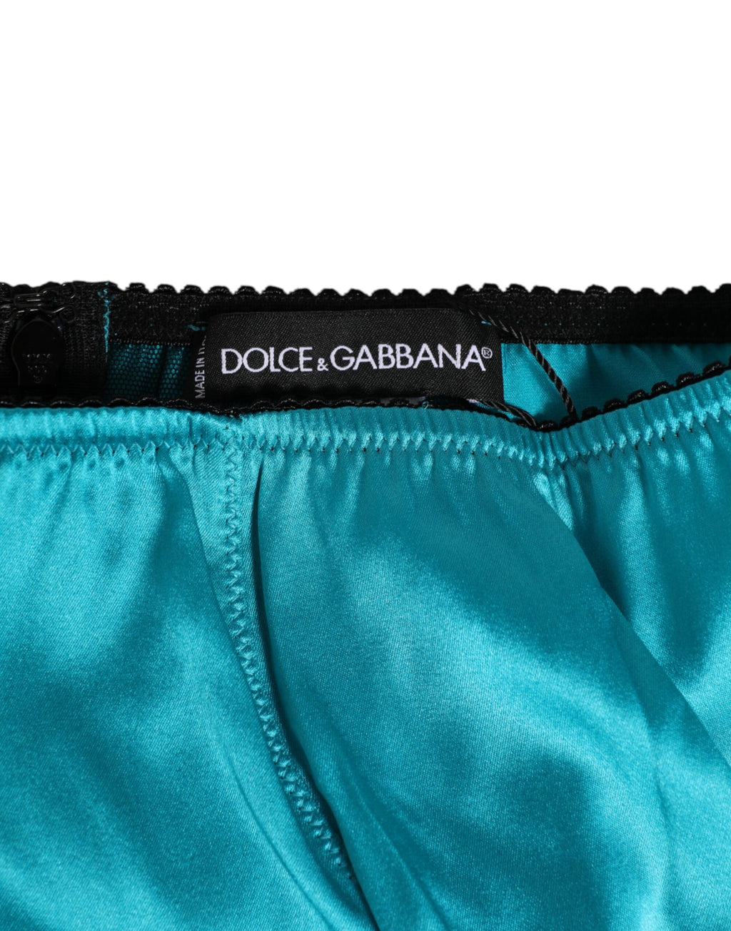 Dolce & Gabbana Aqua Green Satin High-Waist Slip Unterwäsche