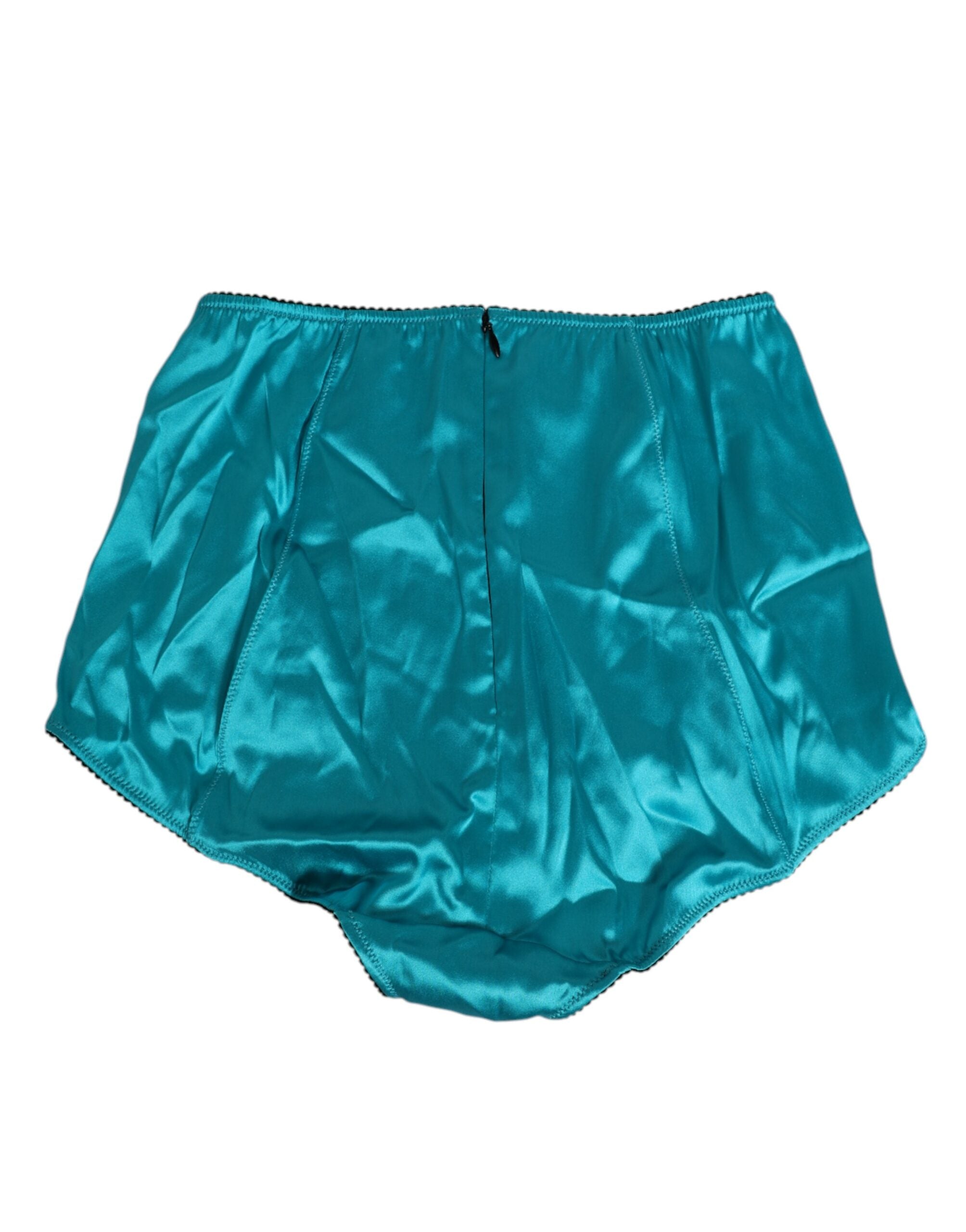 Dolce & Gabbana Aqua Green Satin High-Waist Slip Unterwäsche