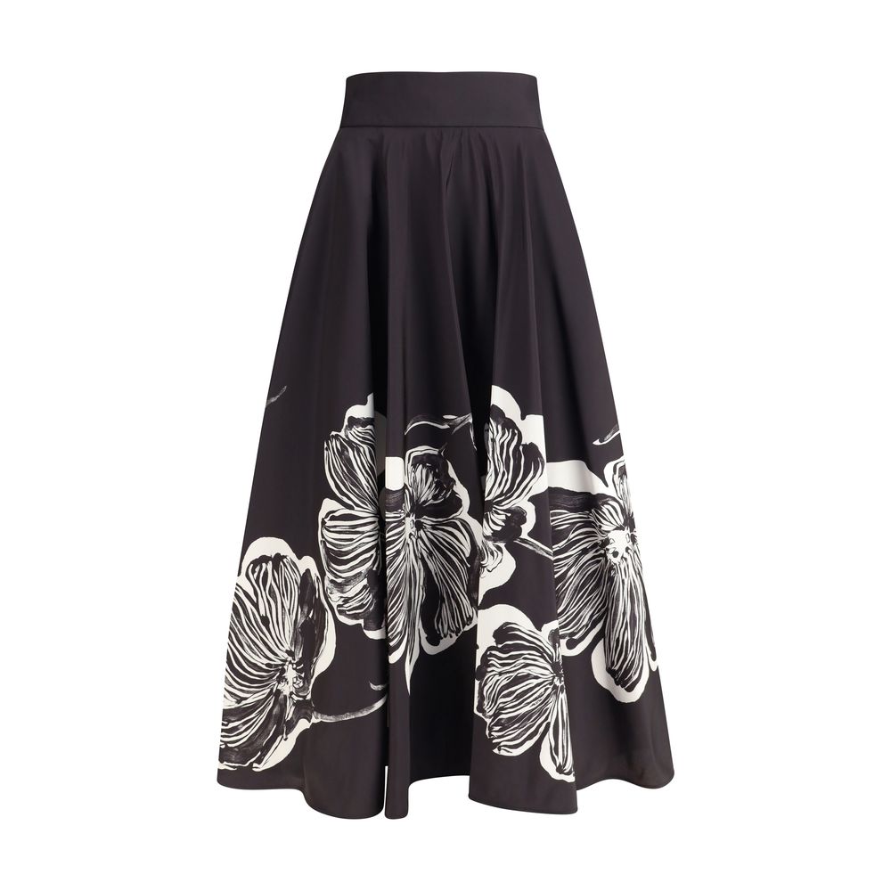 Sara Roka Schwarzer Polyester-Midi-Rock