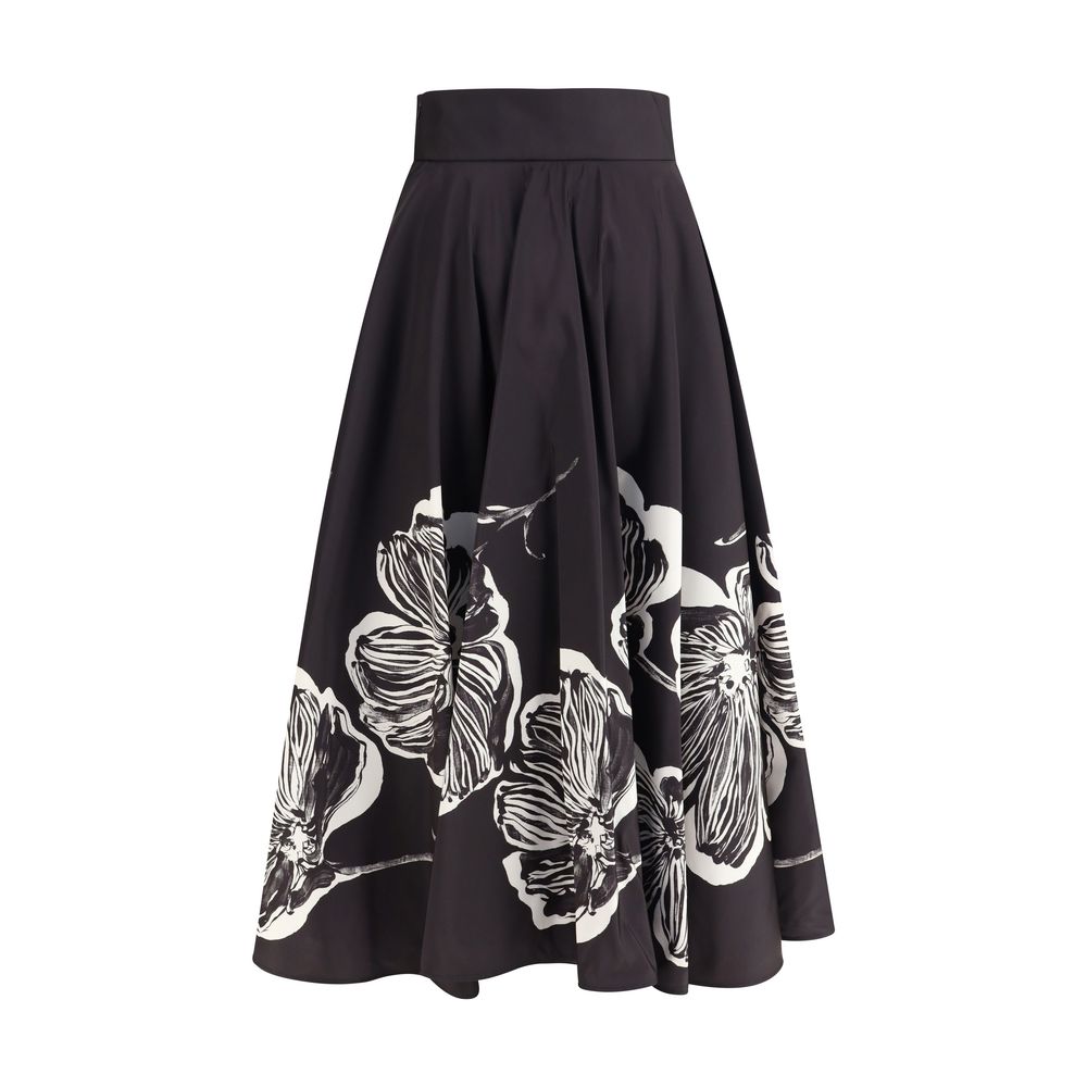 Sara Roka Schwarzer Polyester-Midi-Rock