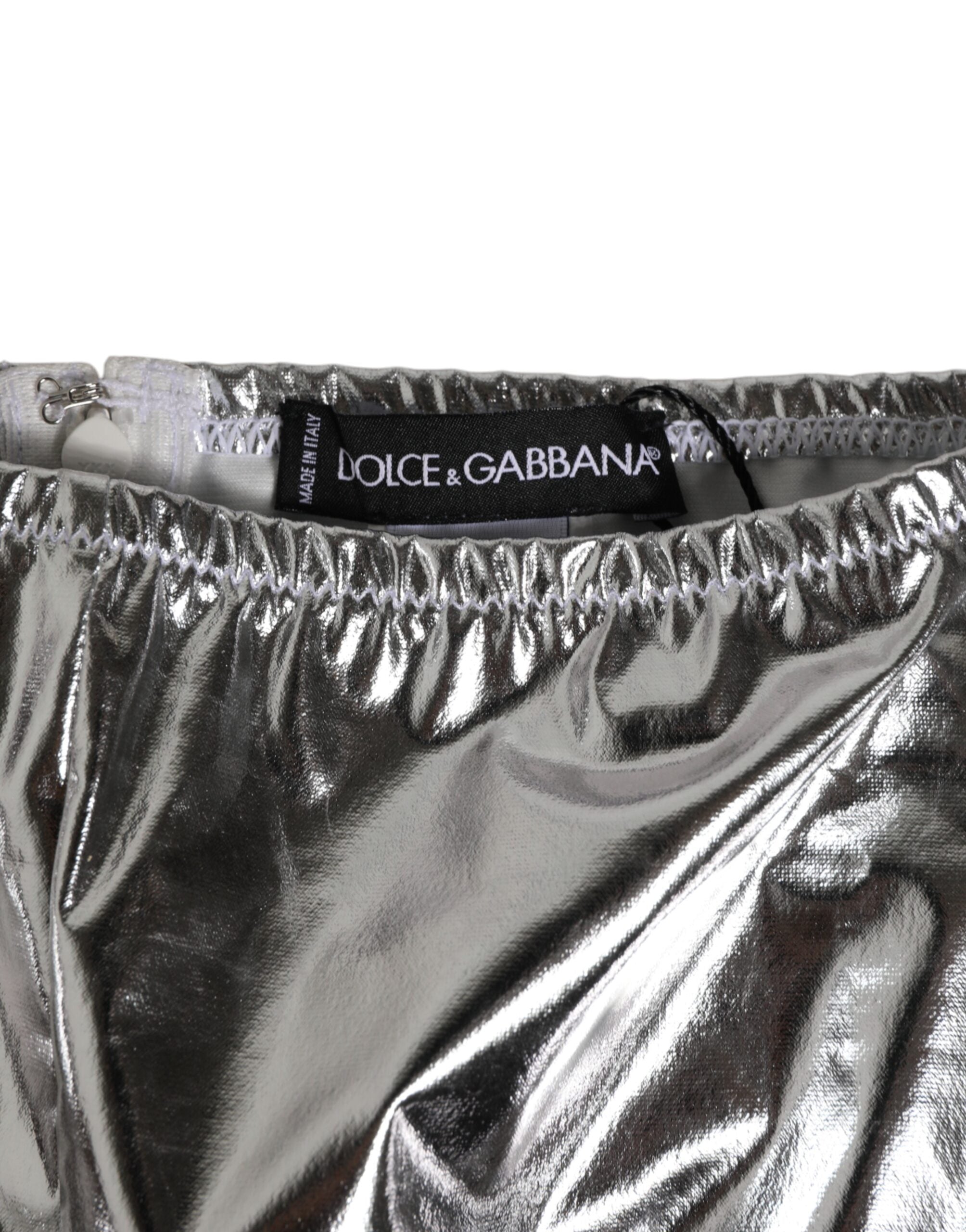 Dolce & Gabbana Silber Metallic Hohe Taille Bikini Bottom Frauen Unterwäsche