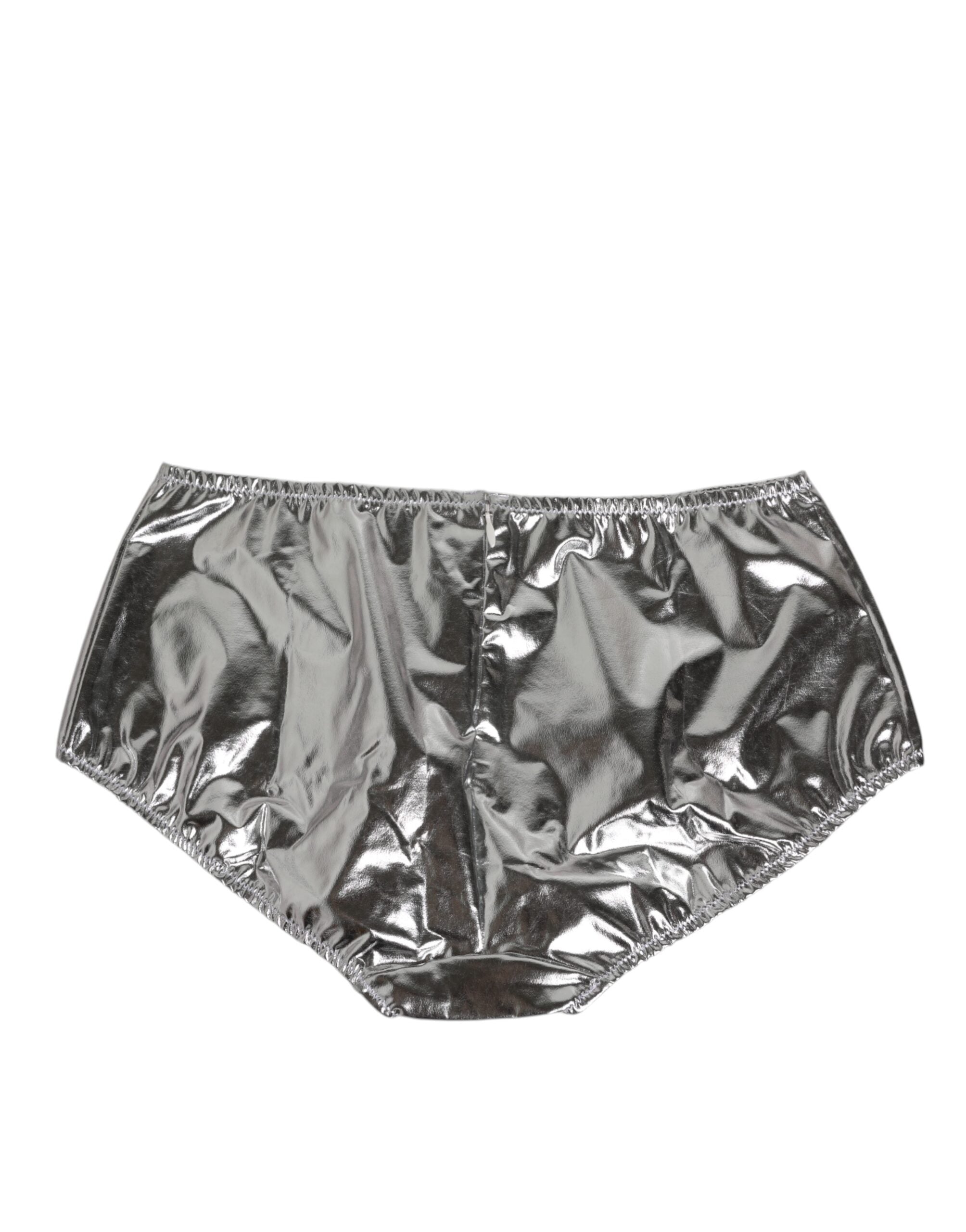 Dolce & Gabbana Silber Metallic Hohe Taille Bikini Bottom Frauen Unterwäsche