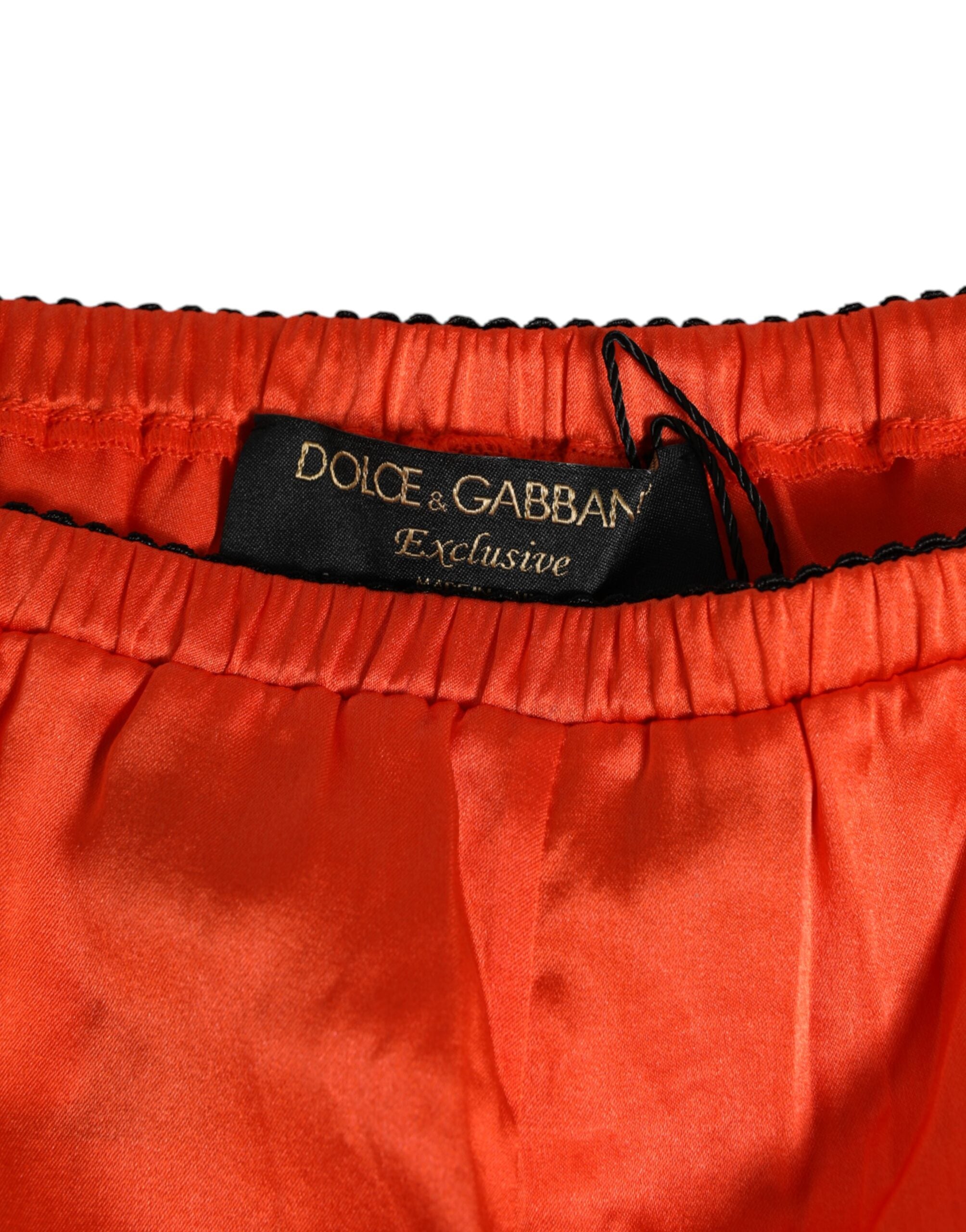 Dolce & Gabbana Rote Seidensatin-Spitzen-Shorts Unterwäsche