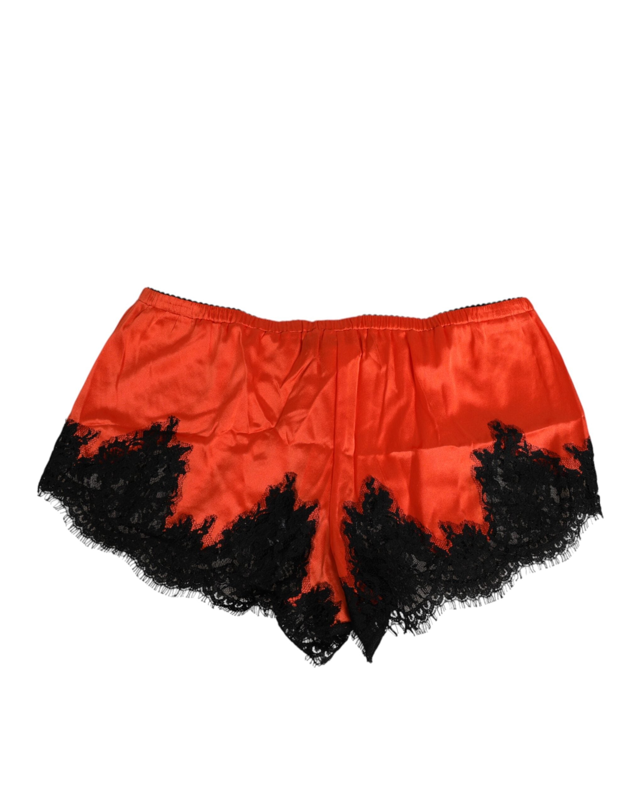 Dolce & Gabbana Rote Seidensatin-Spitzen-Shorts Unterwäsche
