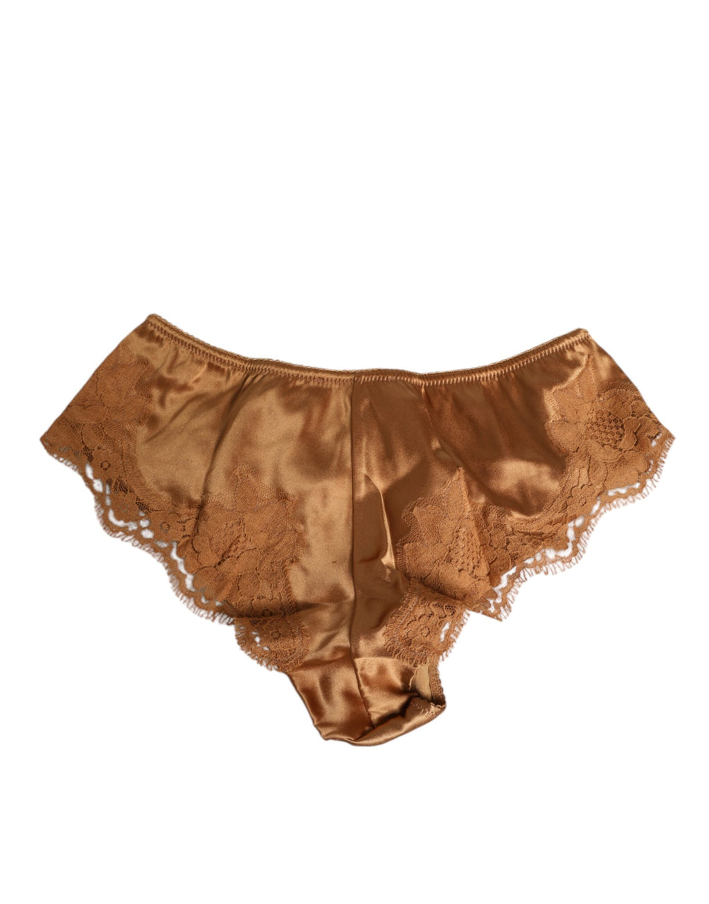 Dolce & Gabbana Brauner Spitze Seide Satin Slip Unterwäsche