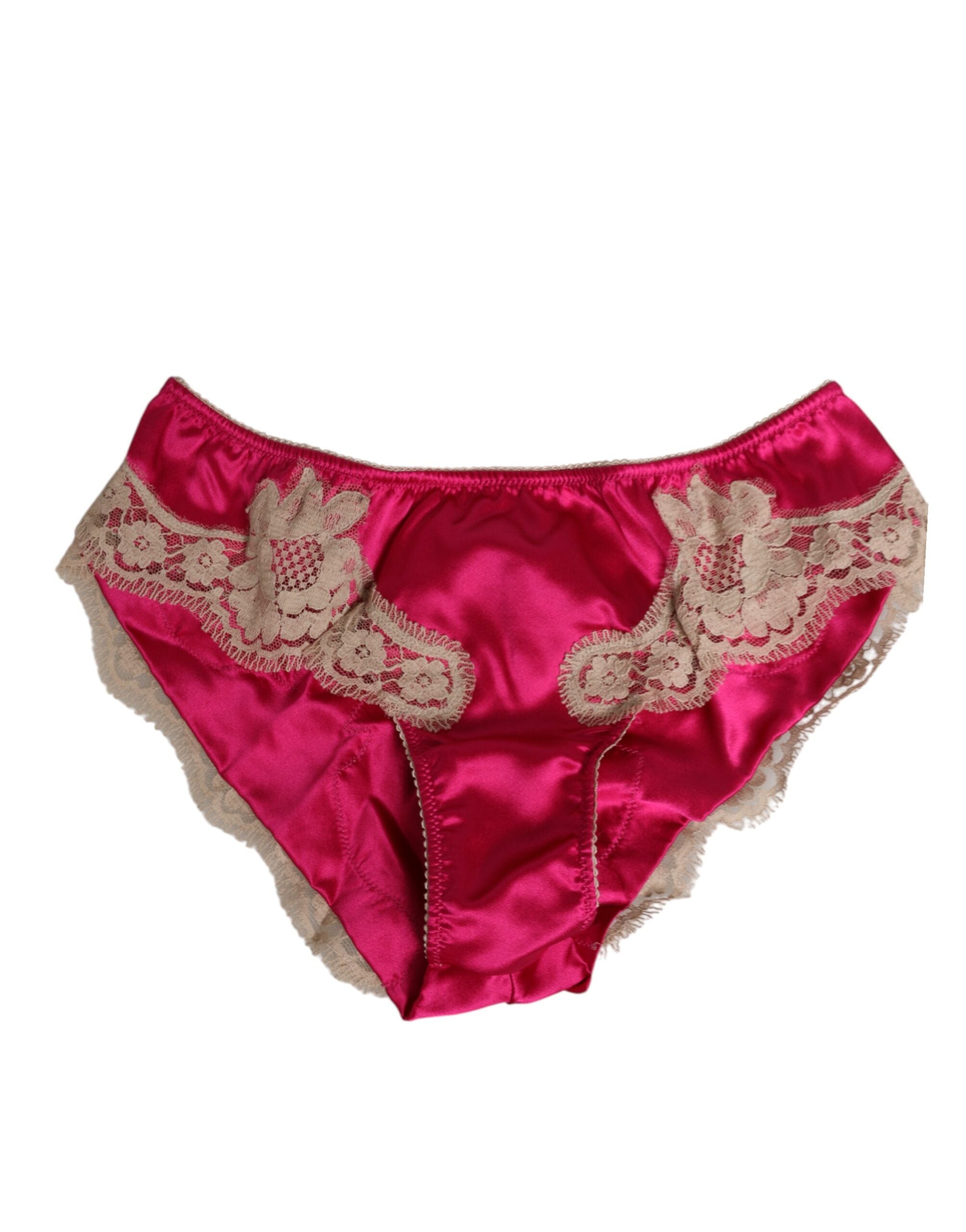 Dolce & Gabbana Rosa Seide Satin Spitze Trim neue Slip Unterwäsche