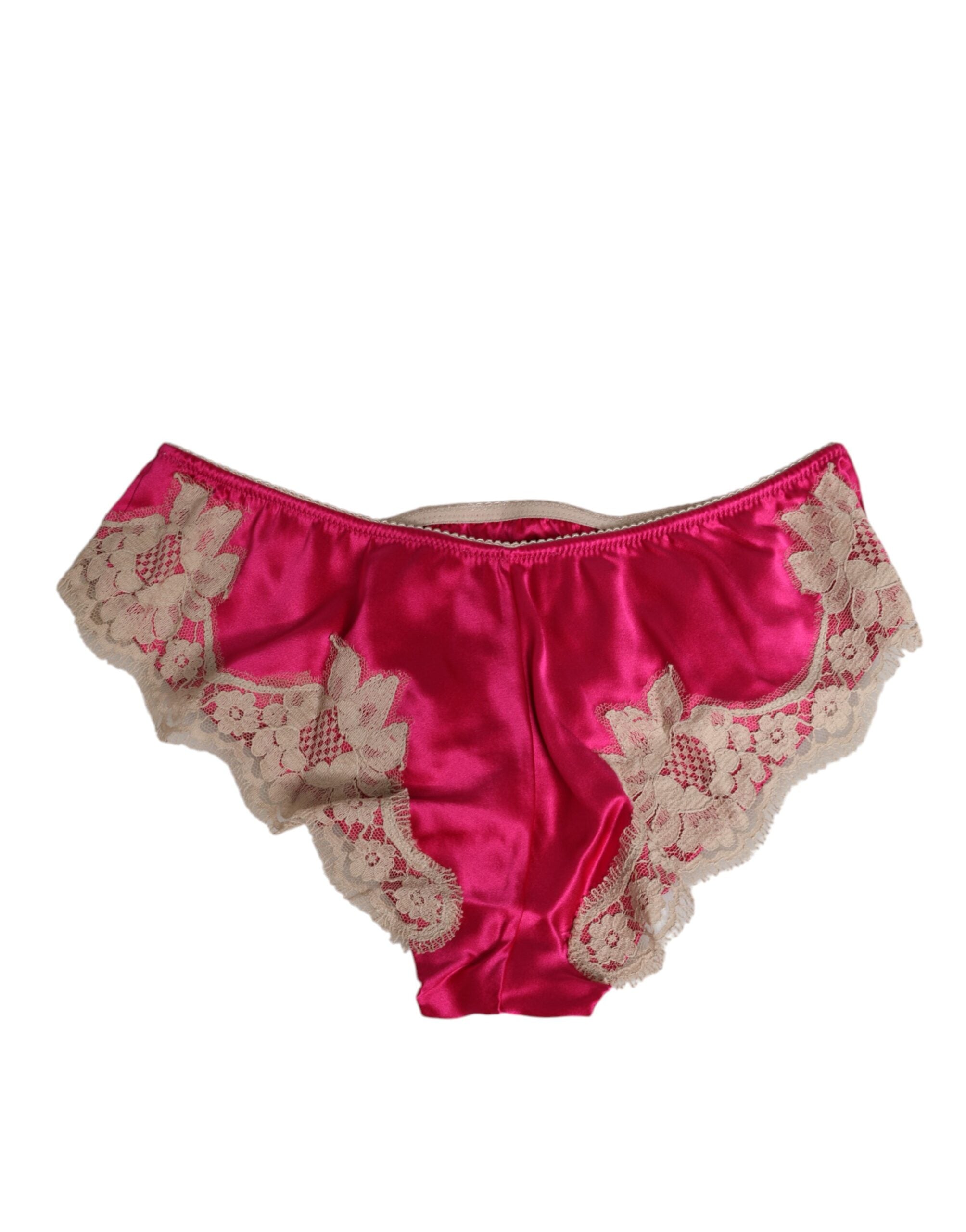 Dolce & Gabbana Rosa Seide Satin Spitze Trim neue Slip Unterwäsche