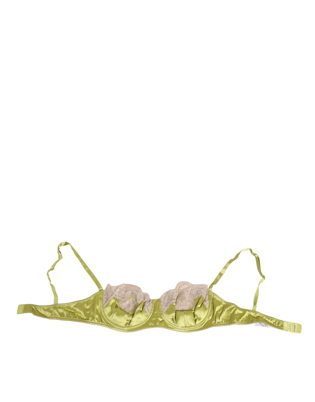 Dolce & Gabbana Limonengrüne Seidensatin-Spitze gepolsterte Balconnet-Unterwäsche