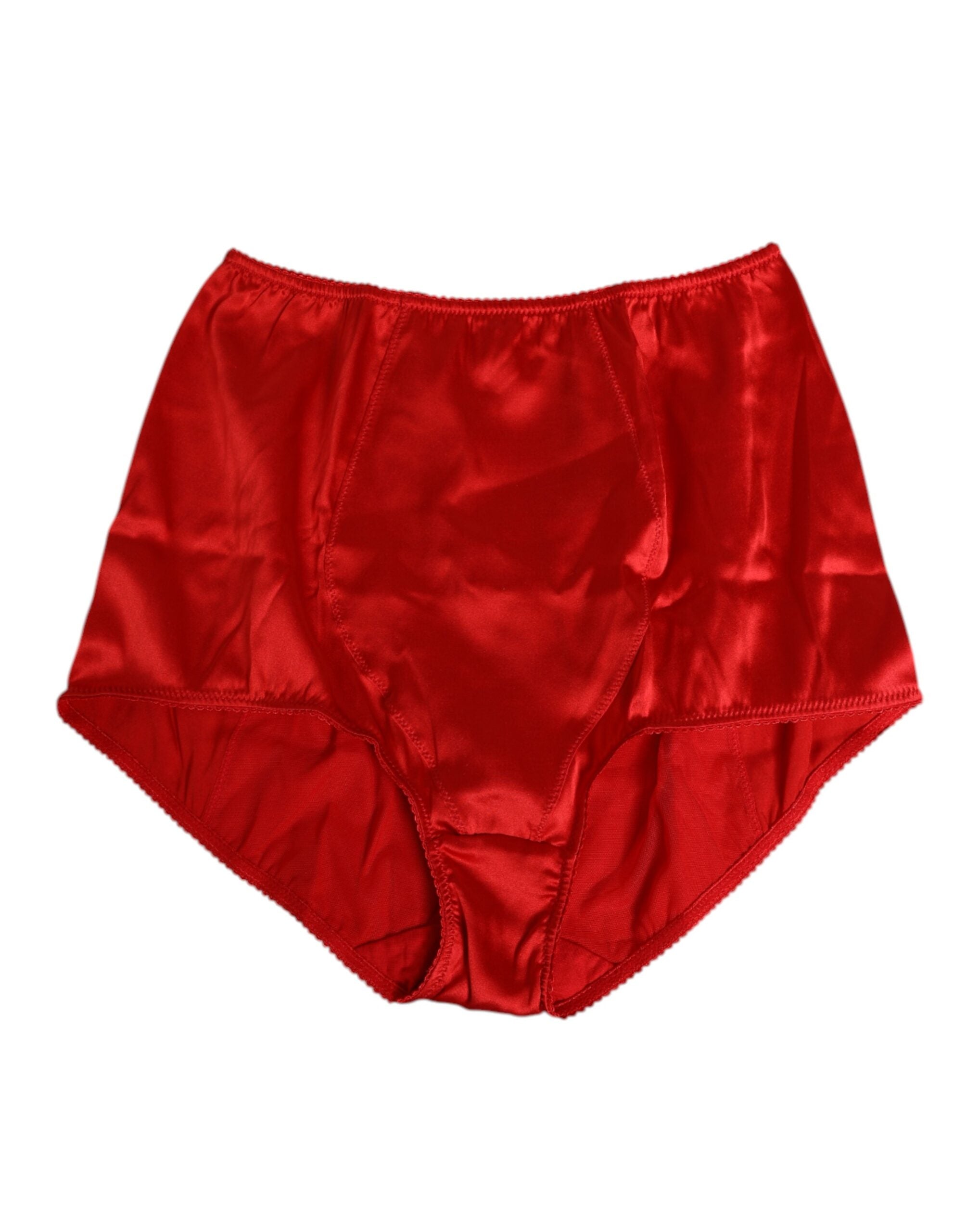 Dolce & Gabbana Roter Seidensatin-Slip mit hoher Taille Damenunterwäsche