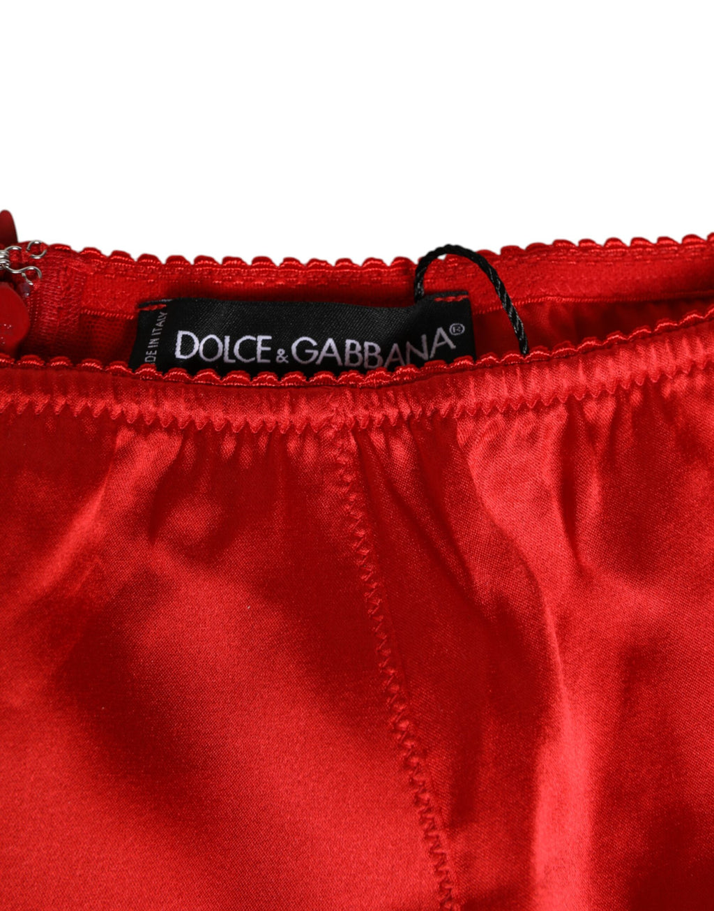 Dolce & Gabbana Roter Seidensatin-Slip mit hoher Taille Damenunterwäsche