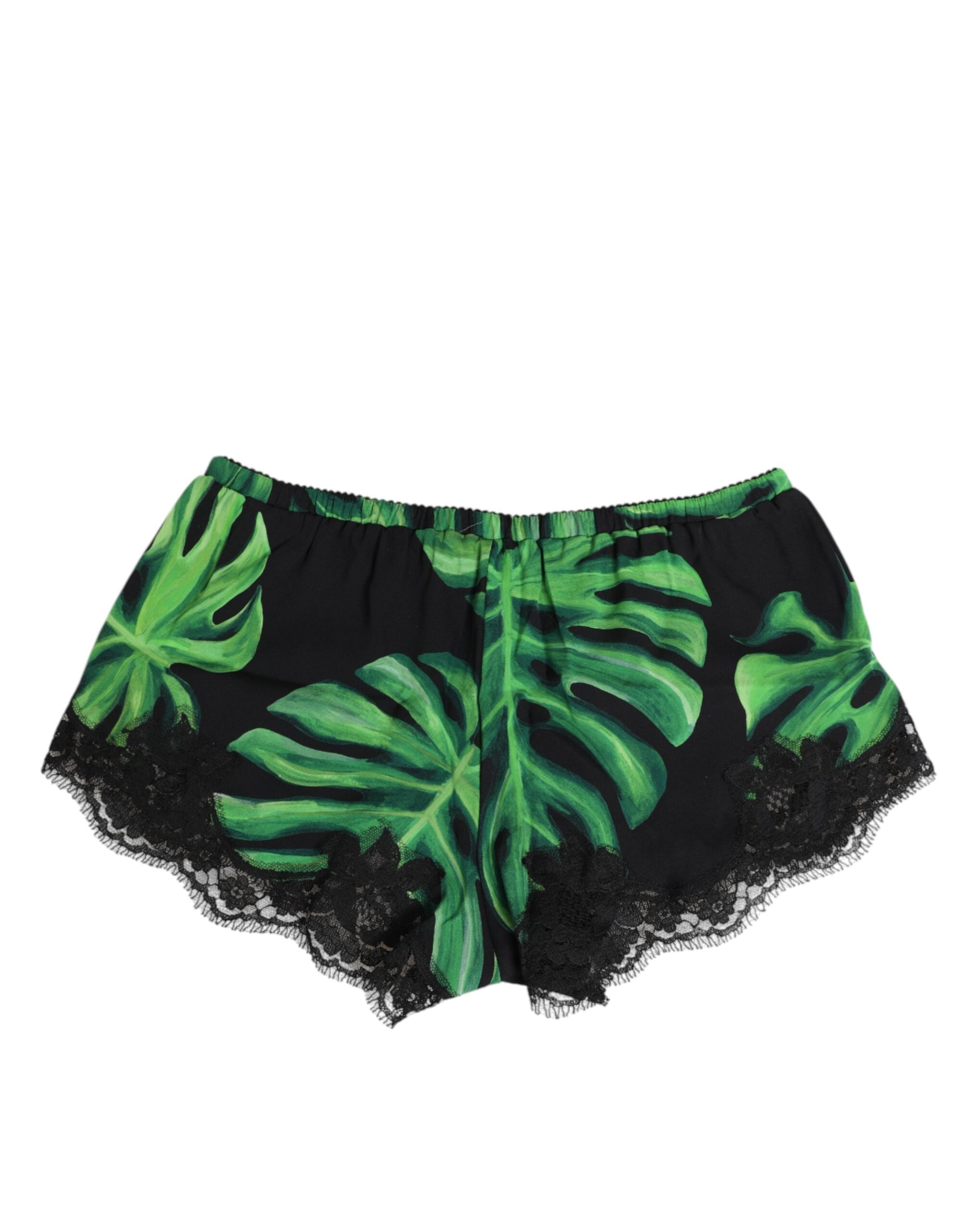 Dolce & Gabbana Schwarz Grün Tropical Print Lace Unterwäsche