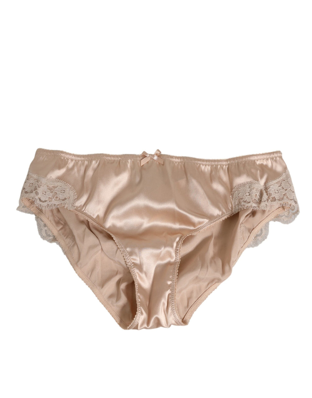 Dolce & Gabbana Rosige Beige Seide Satin Spitze Trim Panty Unterwäsche