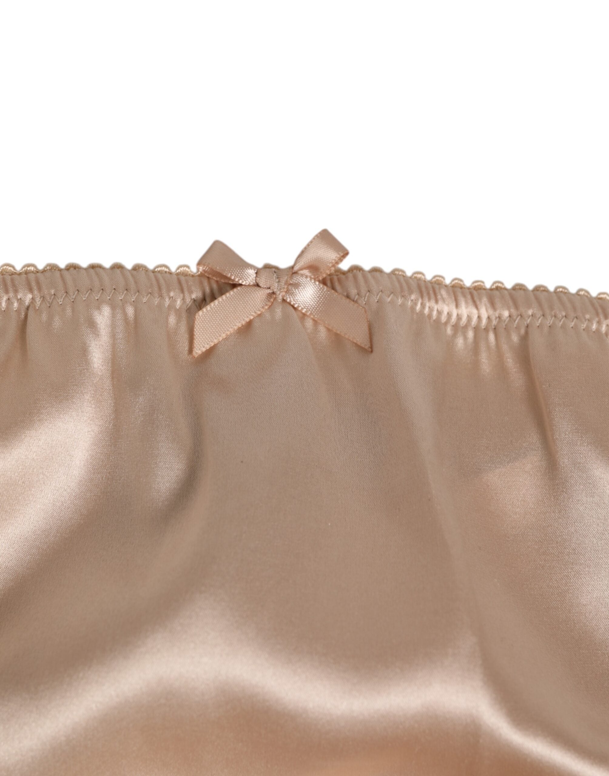 Dolce & Gabbana Rosige Beige Seide Satin Spitze Trim Panty Unterwäsche