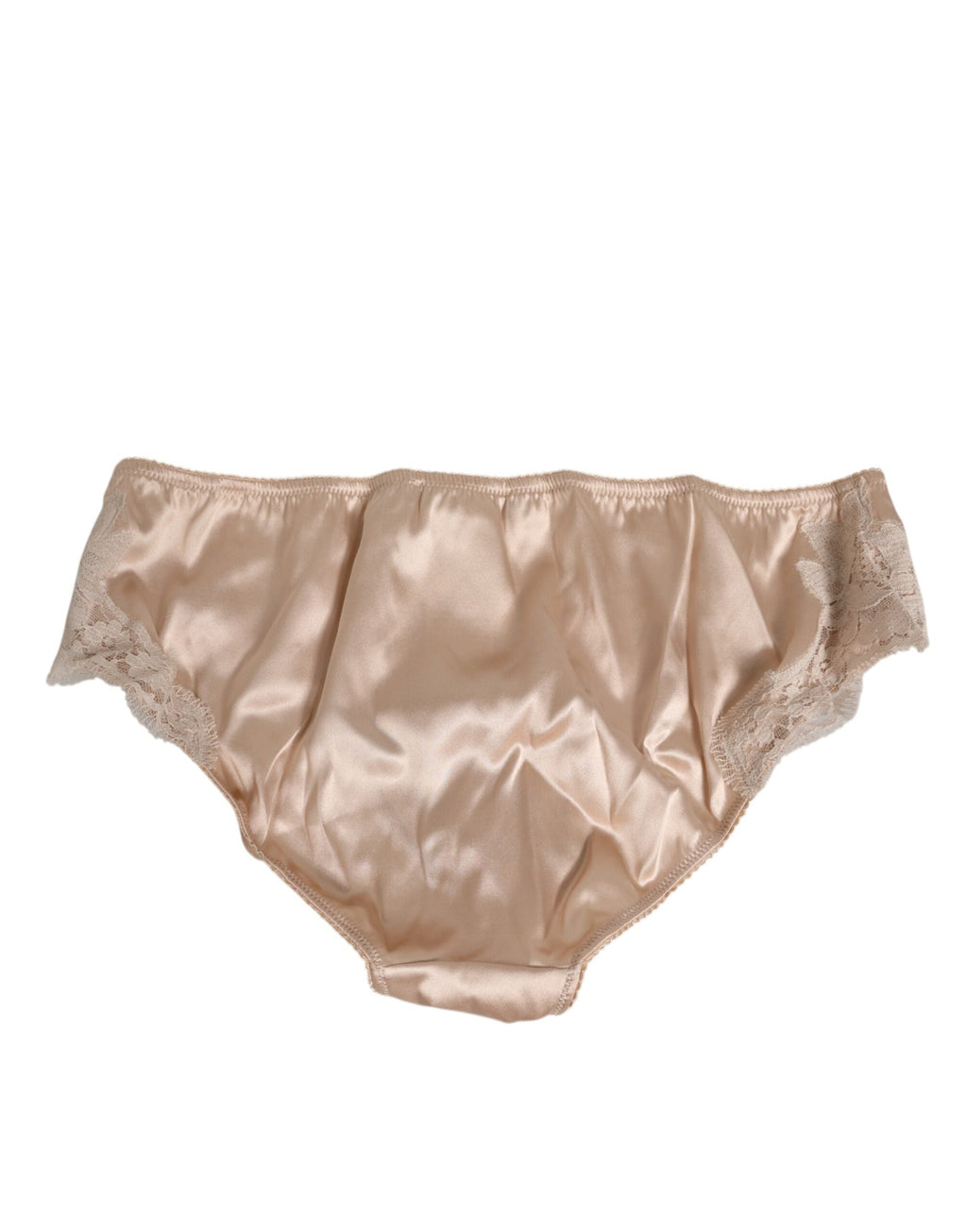 Dolce & Gabbana Rosige Beige Seide Satin Spitze Trim Panty Unterwäsche