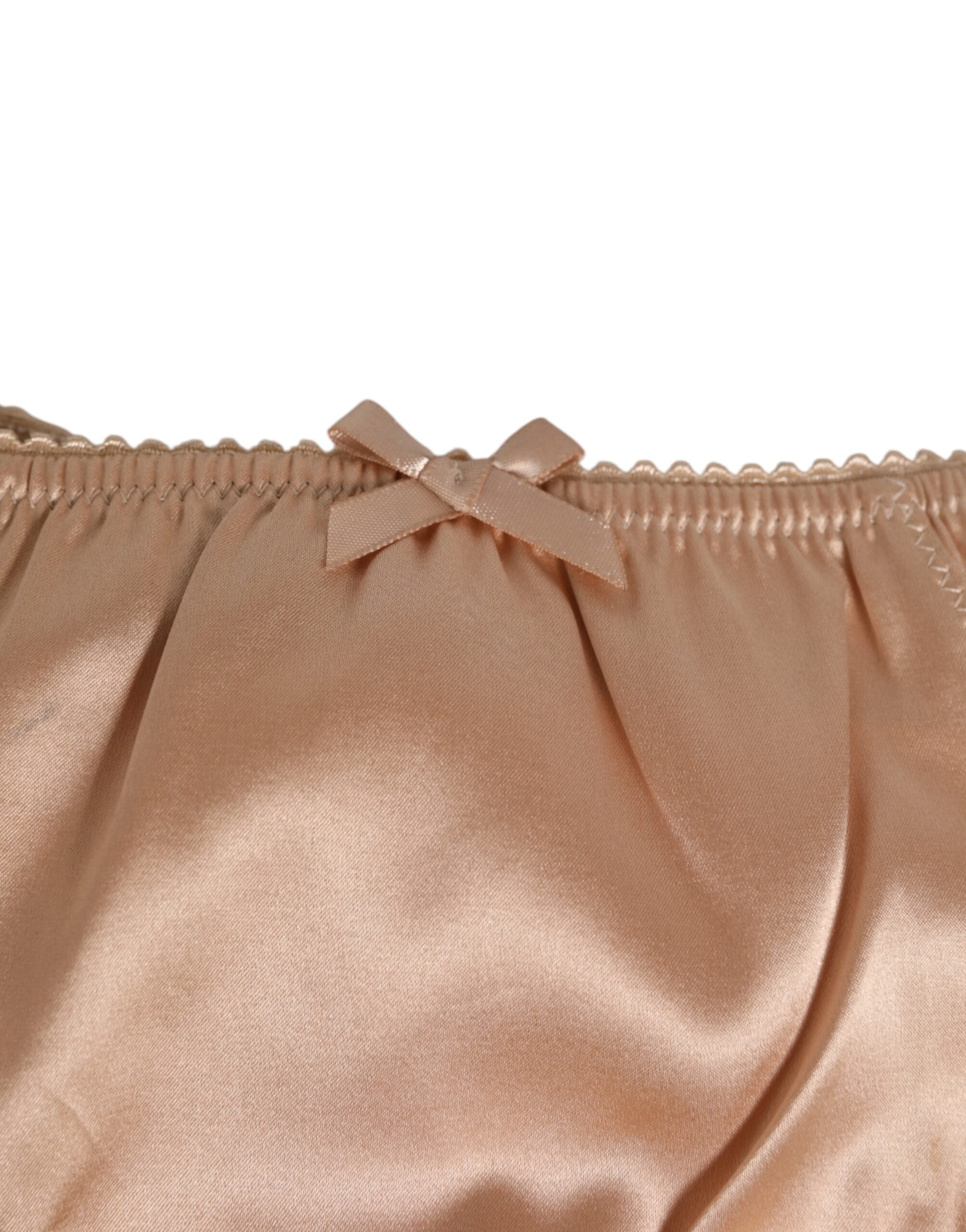 Dolce & Gabbana Nude Beige Seide Satin Schleife Spitze Trim Unterwäsche