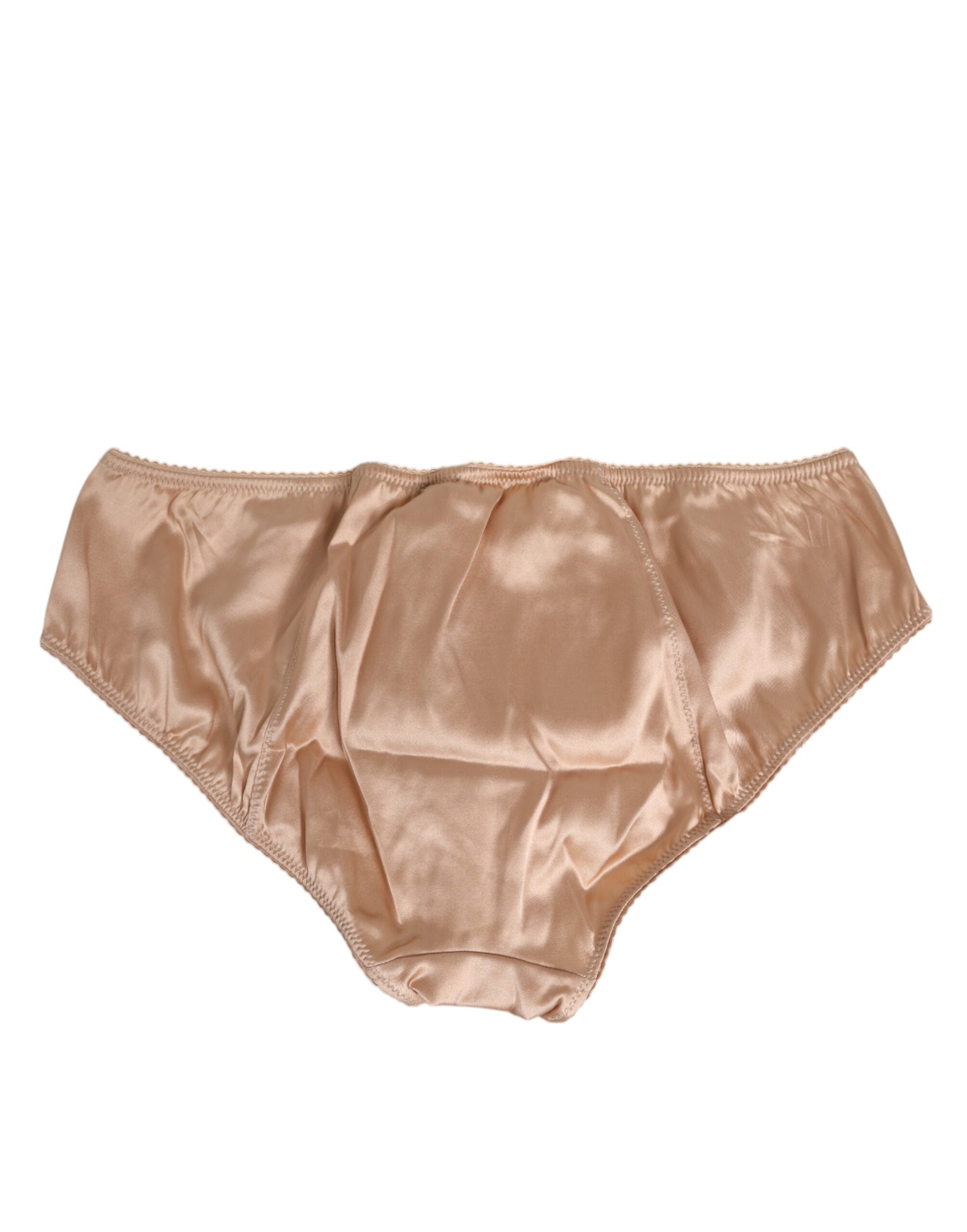 Dolce & Gabbana Nude Beige Seide Satin Schleife Spitze Trim Unterwäsche