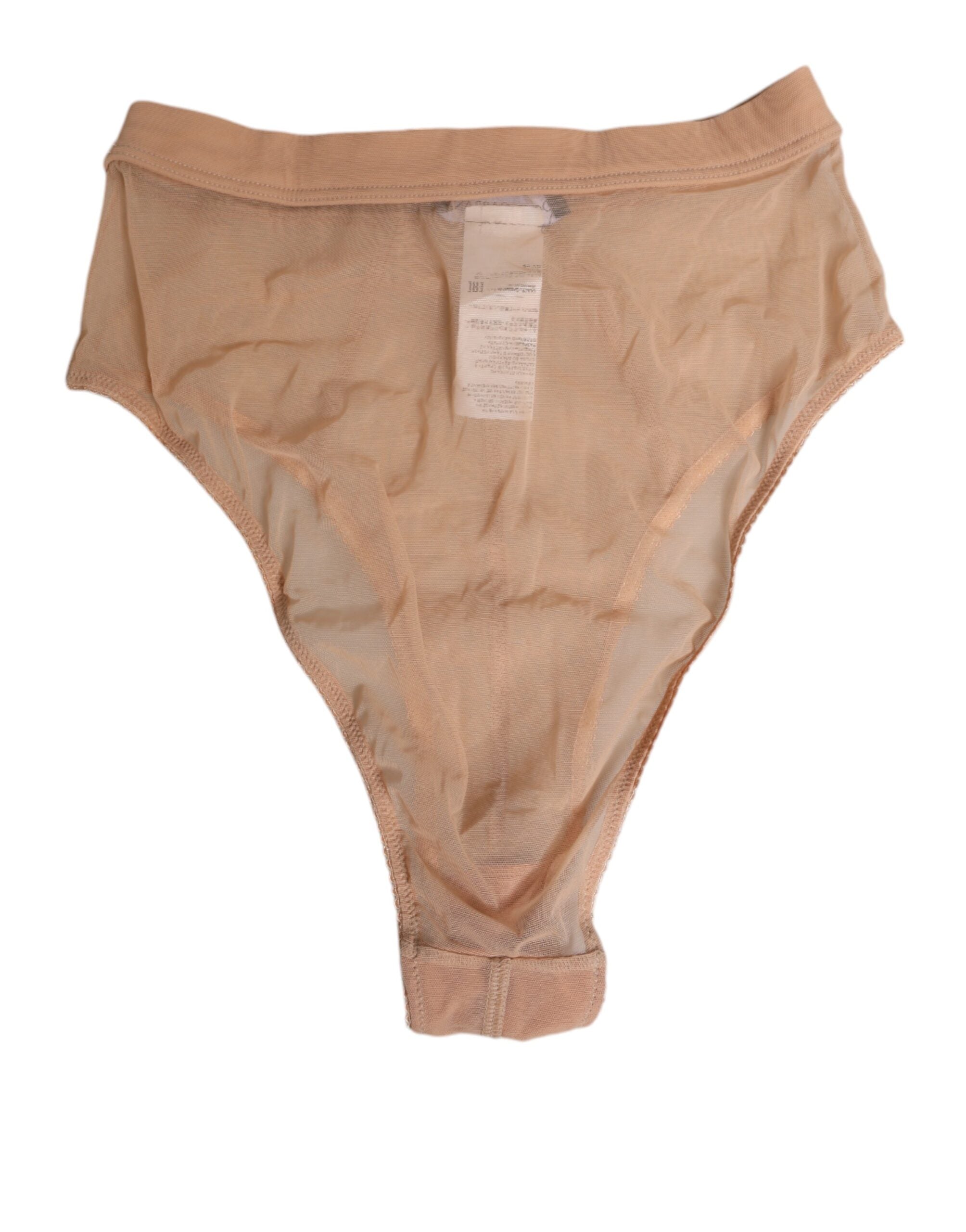 Dolce & Gabbana Beige Durchsichtige Mesh-Slips mit hoher Taille Unterwäsche