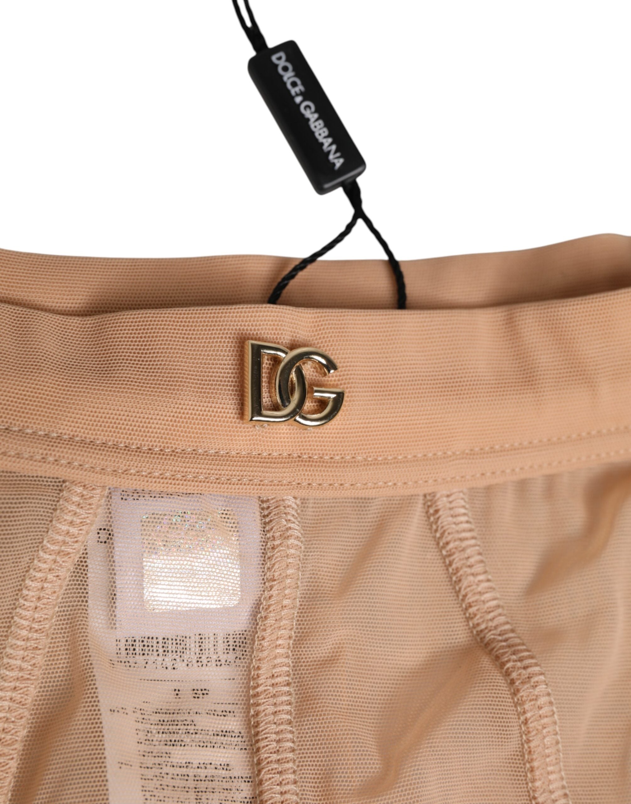 Dolce & Gabbana Beige Durchsichtige Mesh-Slips mit hoher Taille Unterwäsche