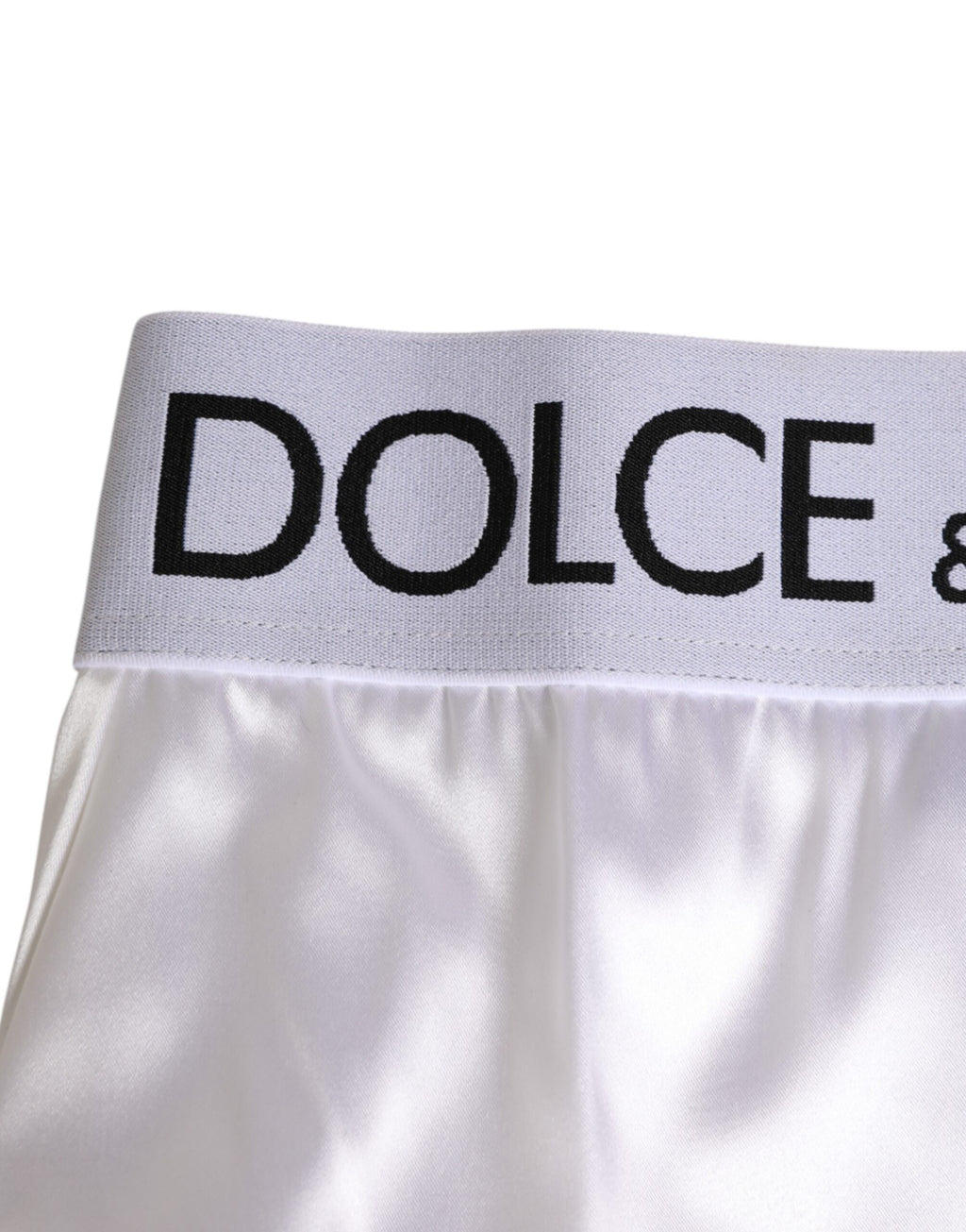 Dolce & Gabbana Weißer Satin-Slip mit hoher Taille Logo Damen Unterwäsche