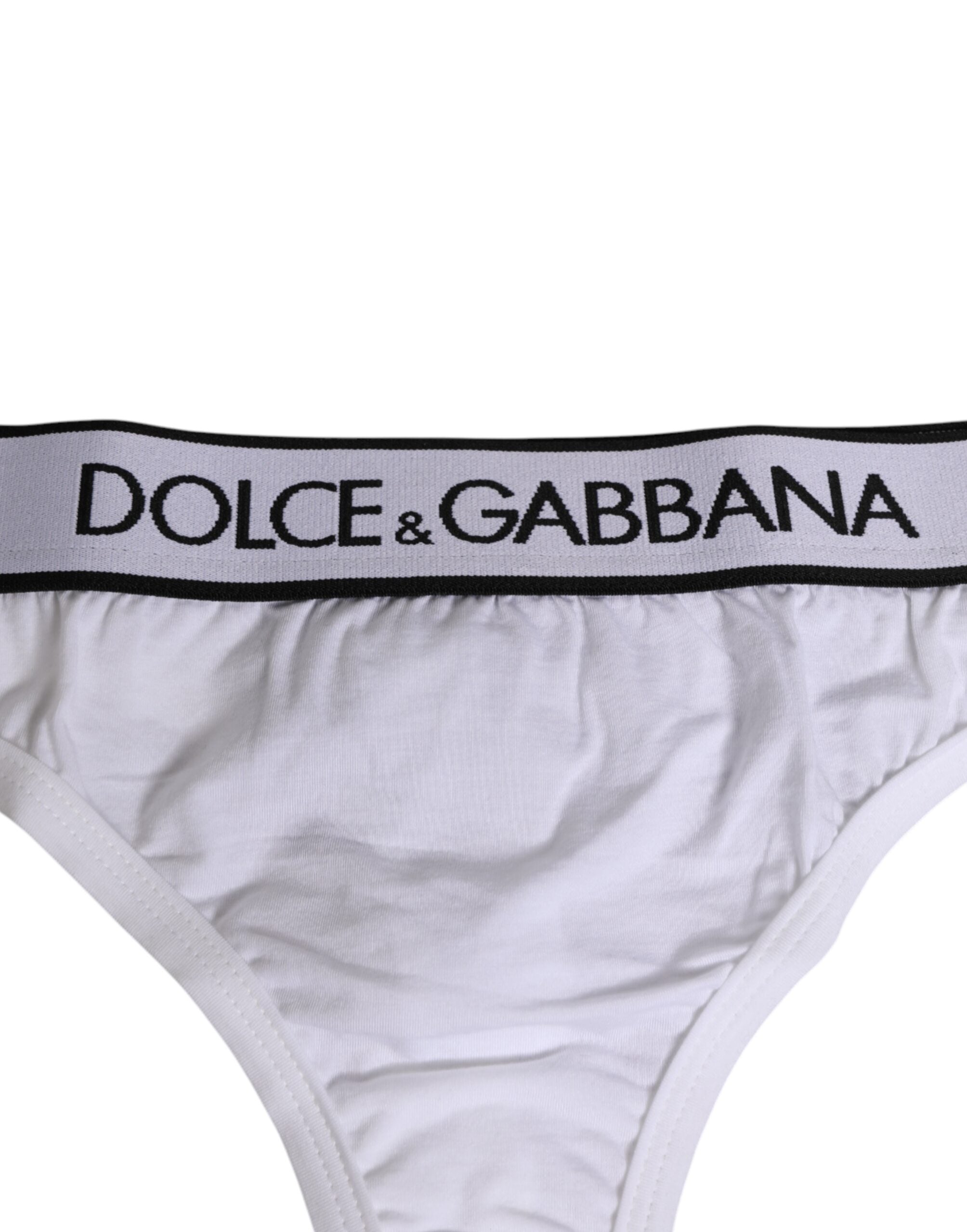 Dolce & Gabbana Weißer Logo-Bund Modal-Baumwoll-Tanga Unterwäsche