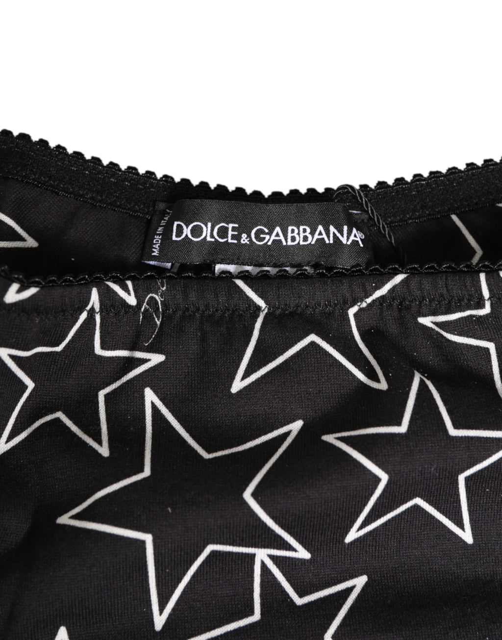 Dolce & Gabbana Schwarzer weißer Sterndruck Baumwollslip Panty Unterwäsche