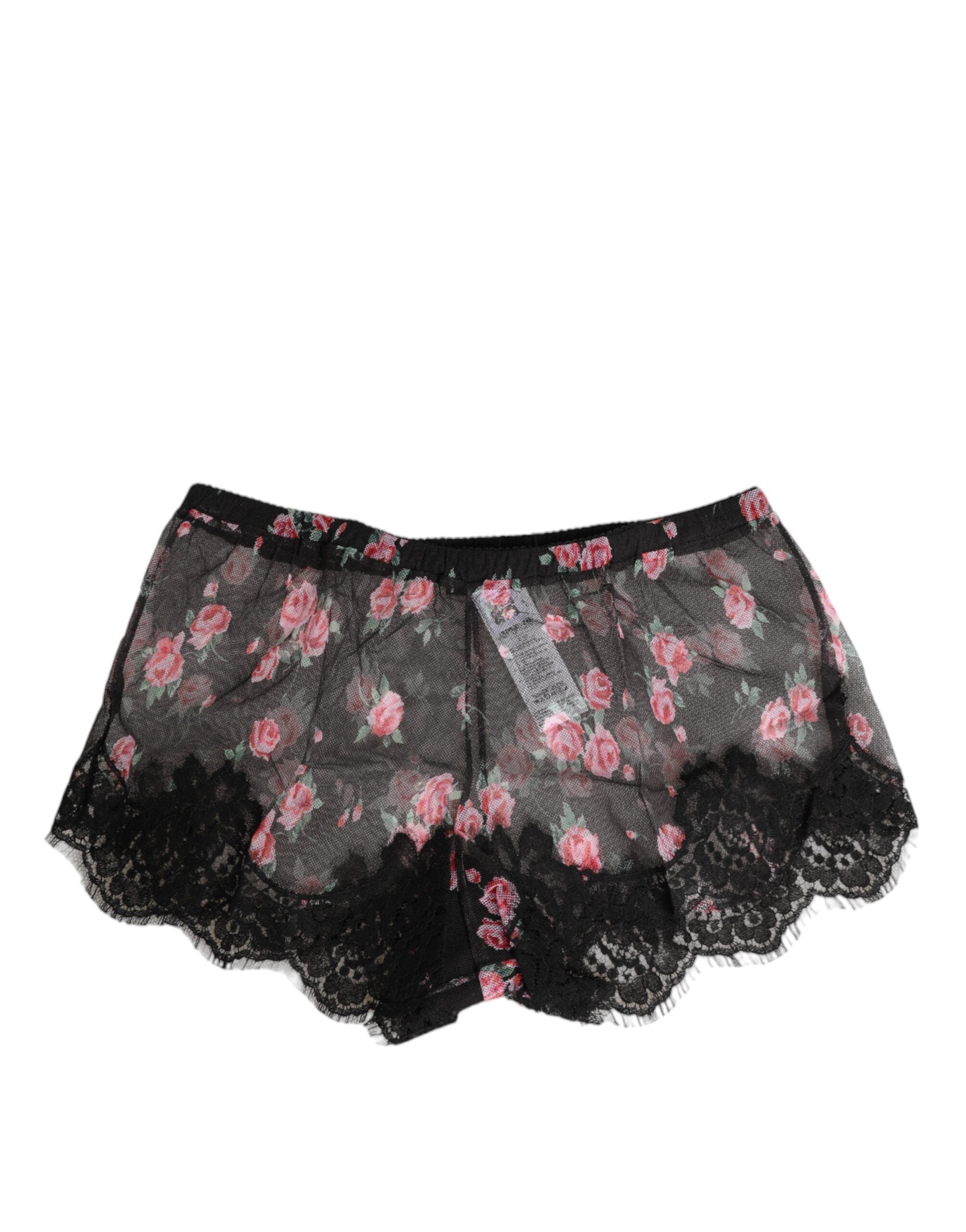 Dolce & Gabbana Schwarz Rosa Floral Spitze Mesh Lingeri Unterwäsche