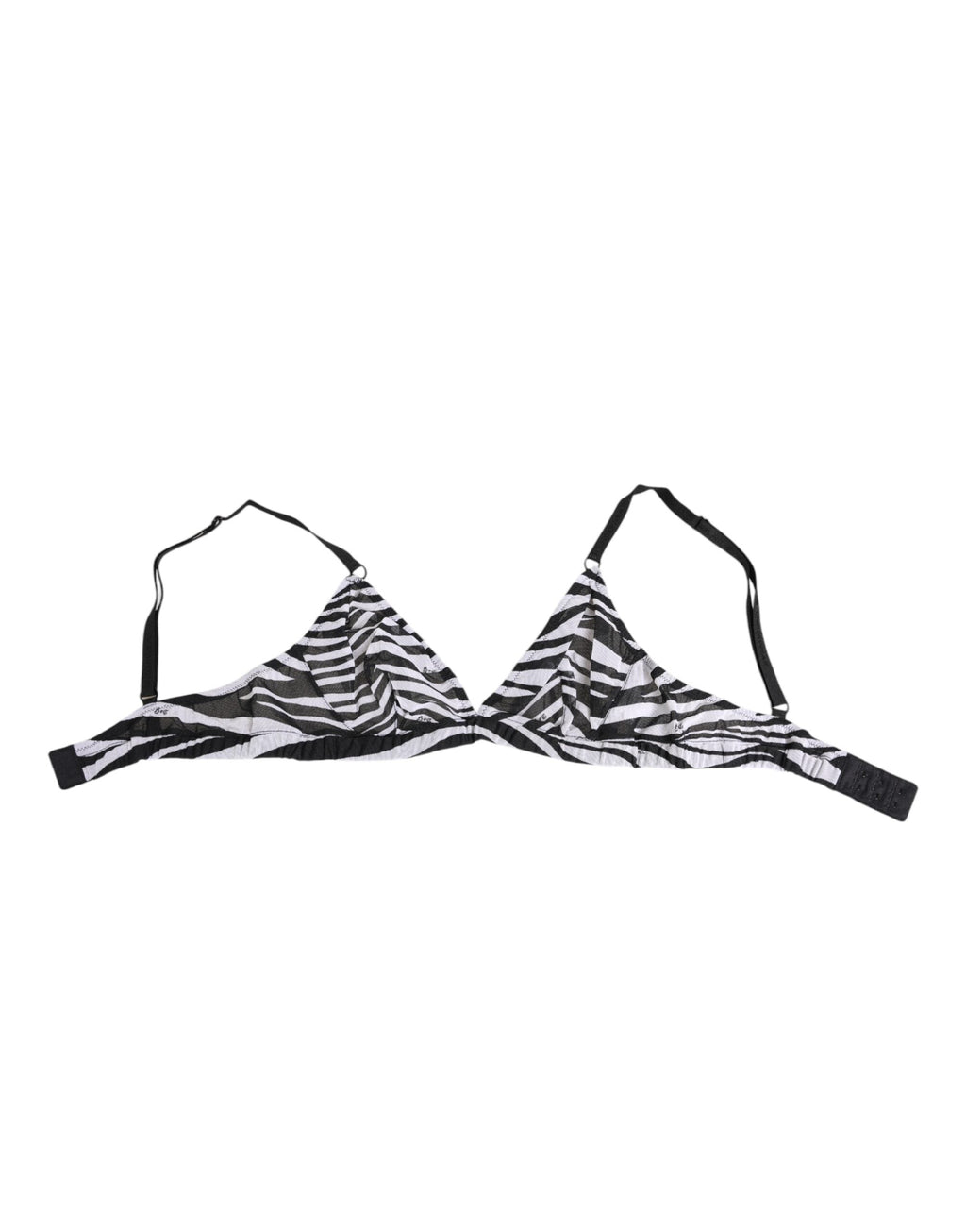 Dolce & Gabbana Schwarzer weißer Zebradruck durchsichtiges Mesh Bralette Unterwäsche