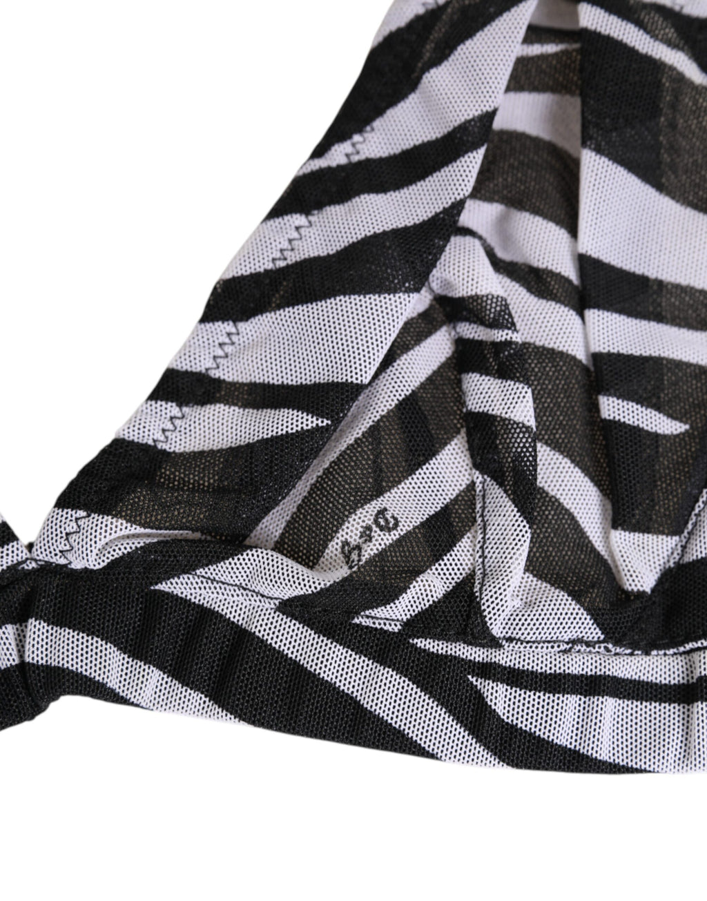 Dolce & Gabbana Schwarzer weißer Zebradruck durchsichtiges Mesh Bralette Unterwäsche