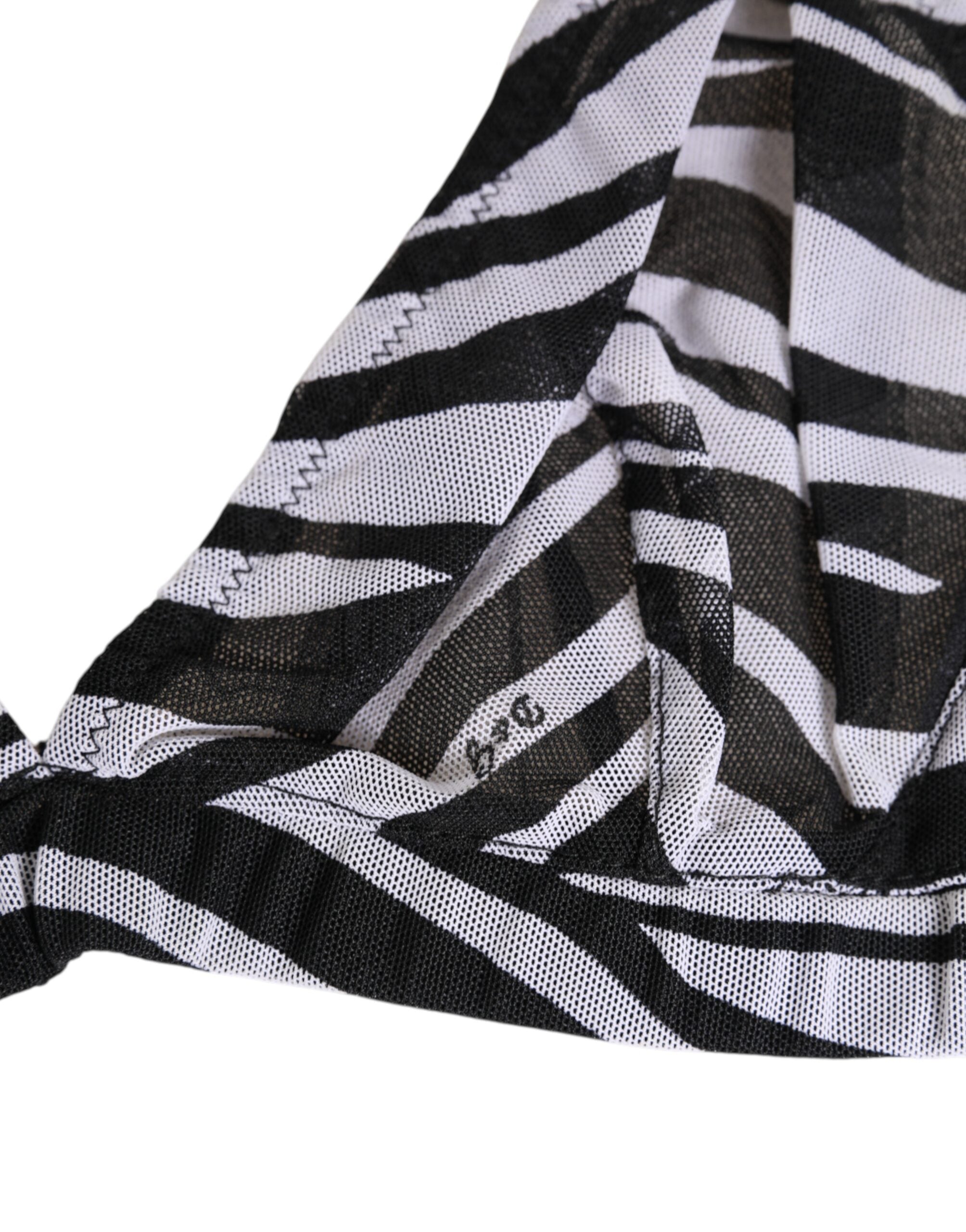 Dolce & Gabbana Schwarzer weißer Zebradruck durchsichtiges Mesh Bralette Unterwäsche