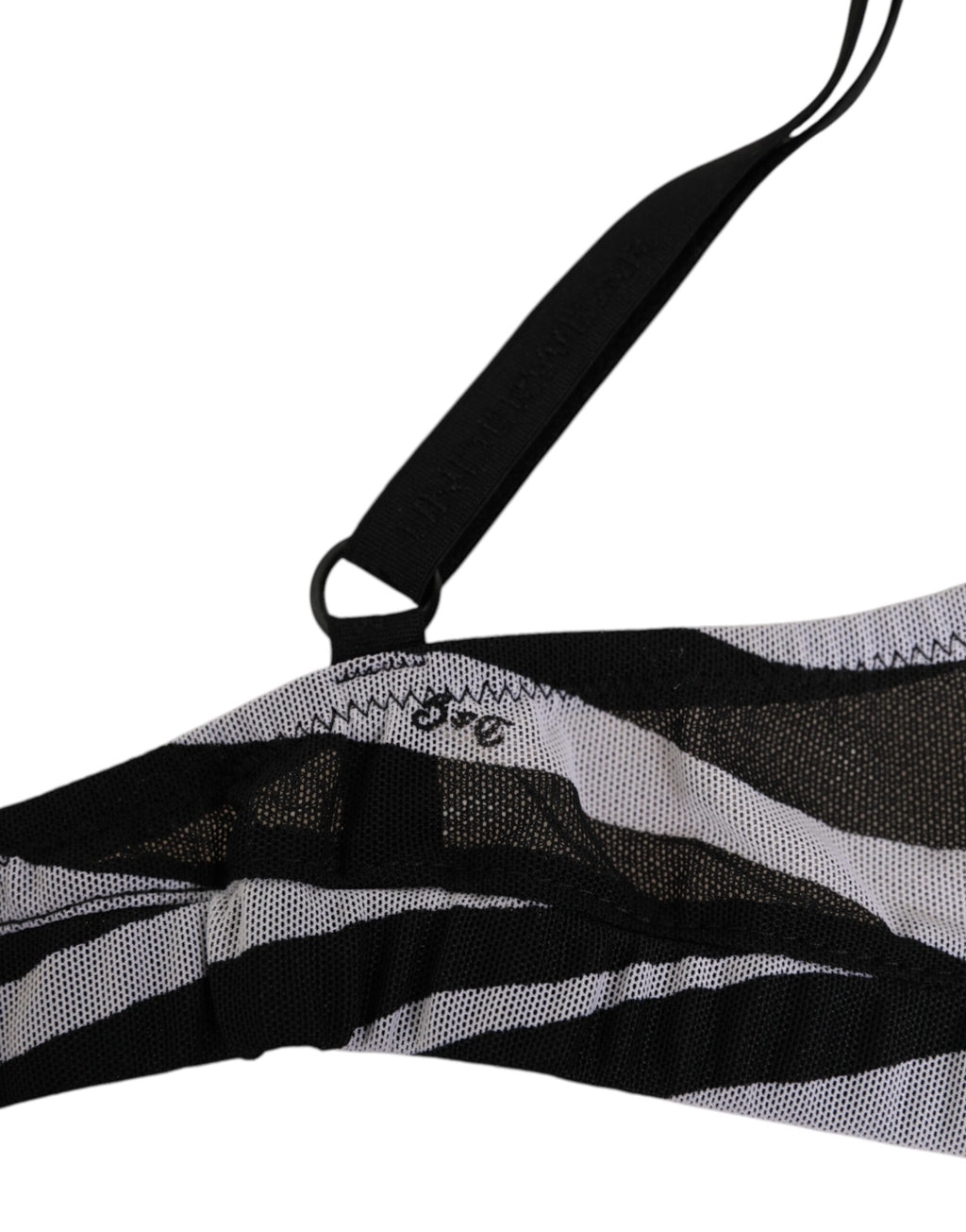 Dolce & Gabbana Schwarzer weißer Zebradruck durchsichtiges Mesh Bralette Unterwäsche