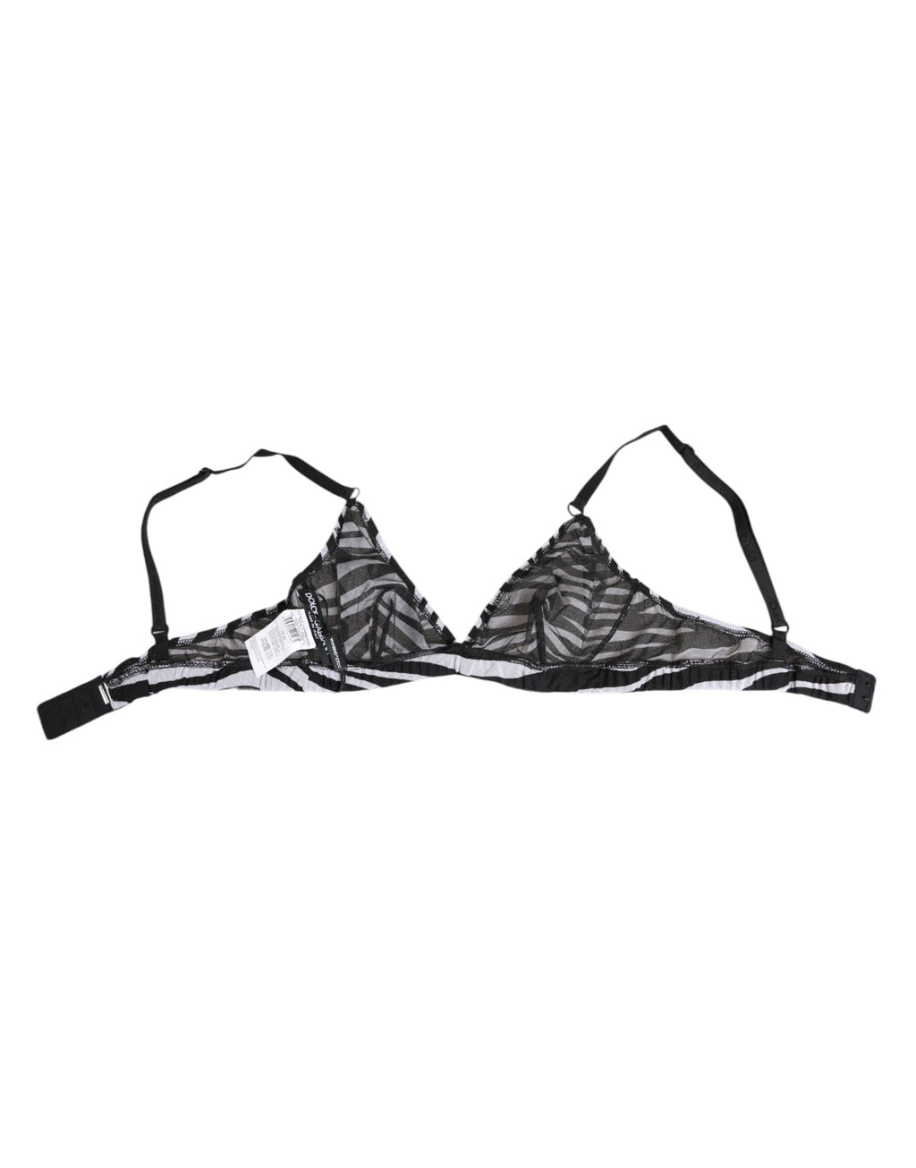 Dolce & Gabbana Schwarzer weißer Zebradruck durchsichtiges Mesh Bralette Unterwäsche