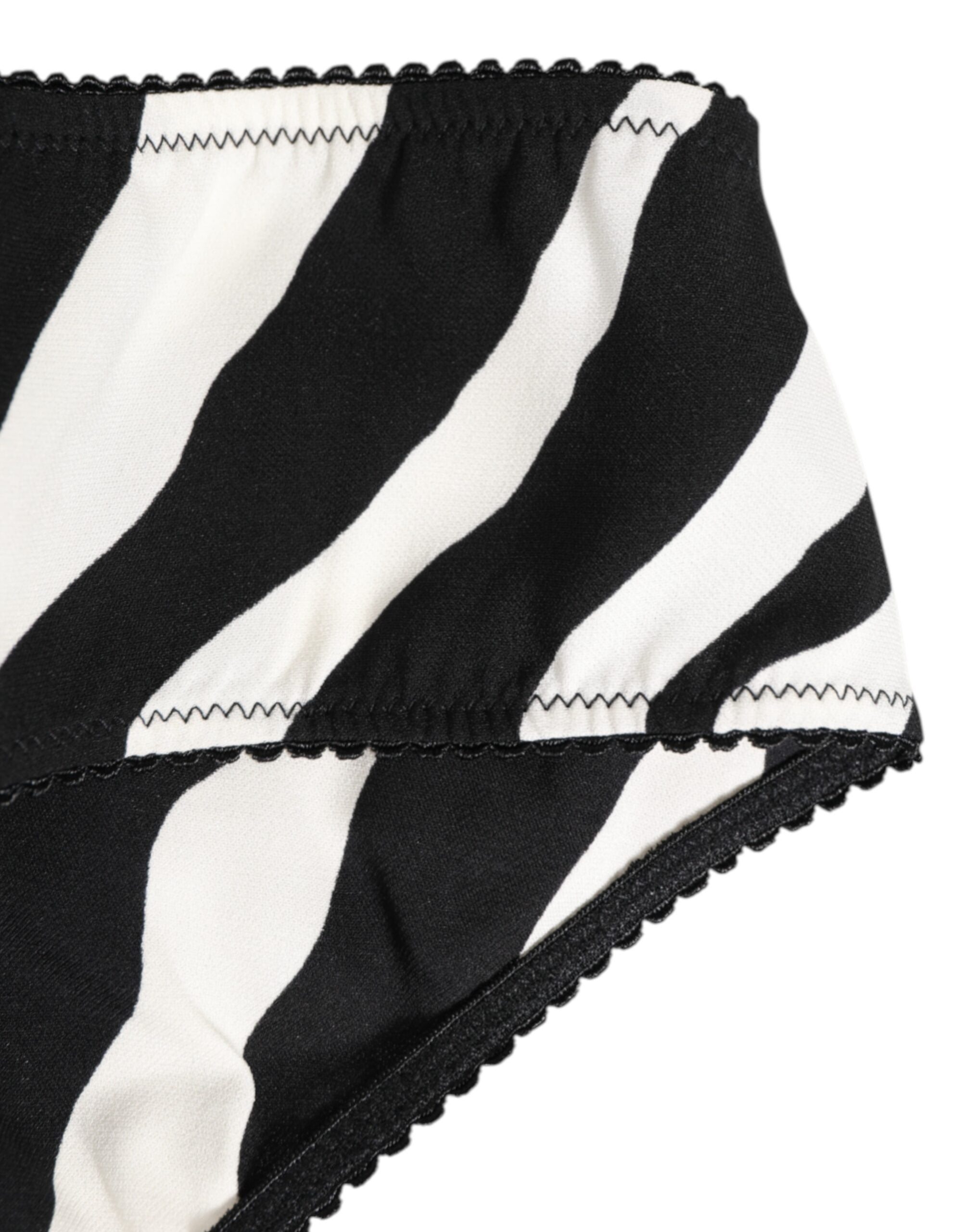 Dolce & Gabbana Schwarzer weißer Zebradruck Slip Unterwäsche