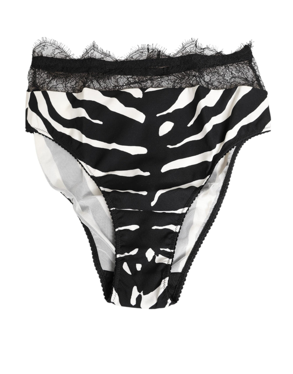 Dolce & Gabbana Schwarz Weiß Zebra Print Spitze Trim High Unterwäsche