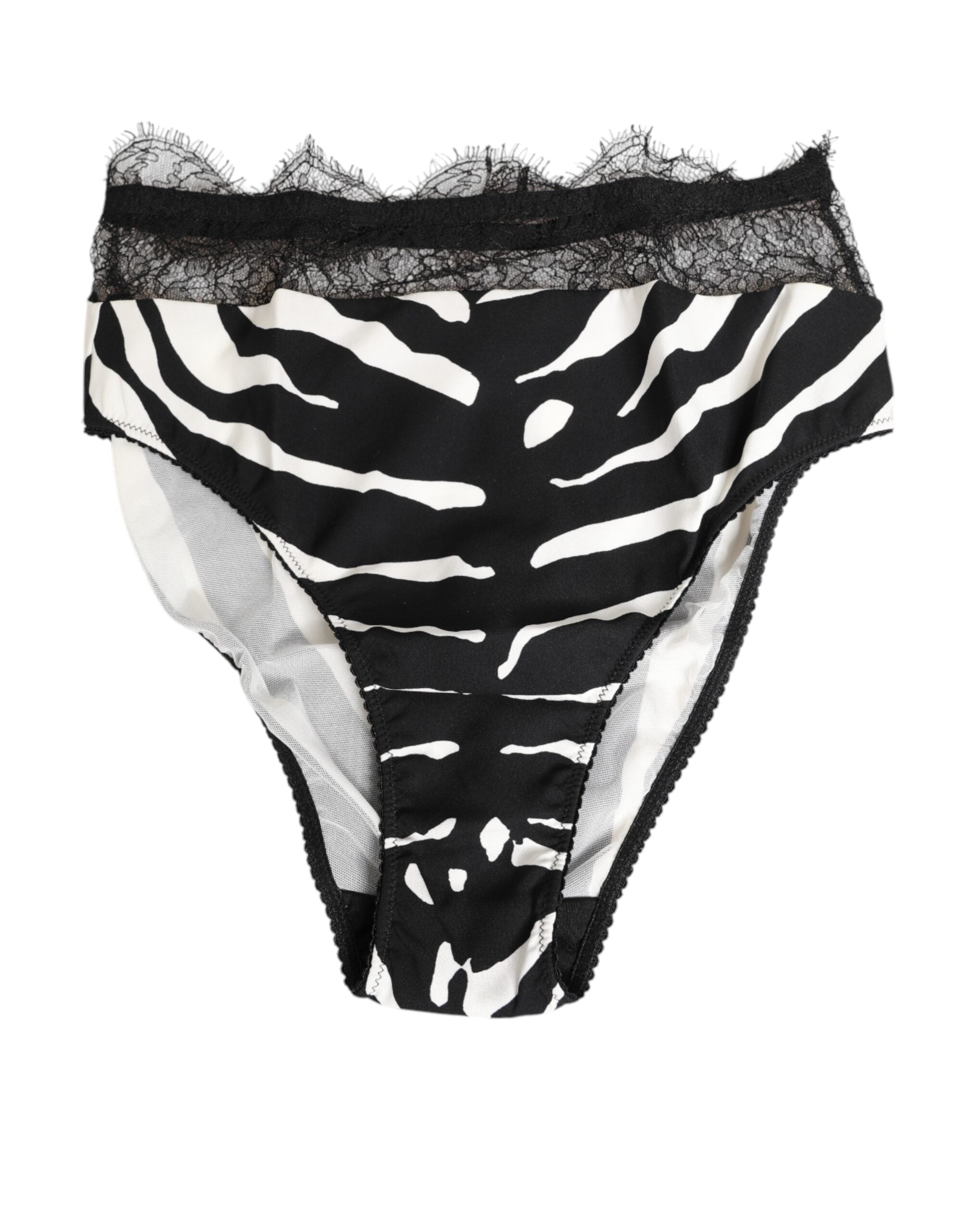 Dolce & Gabbana Schwarz Weiß Zebra Print Spitze Trim High Unterwäsche