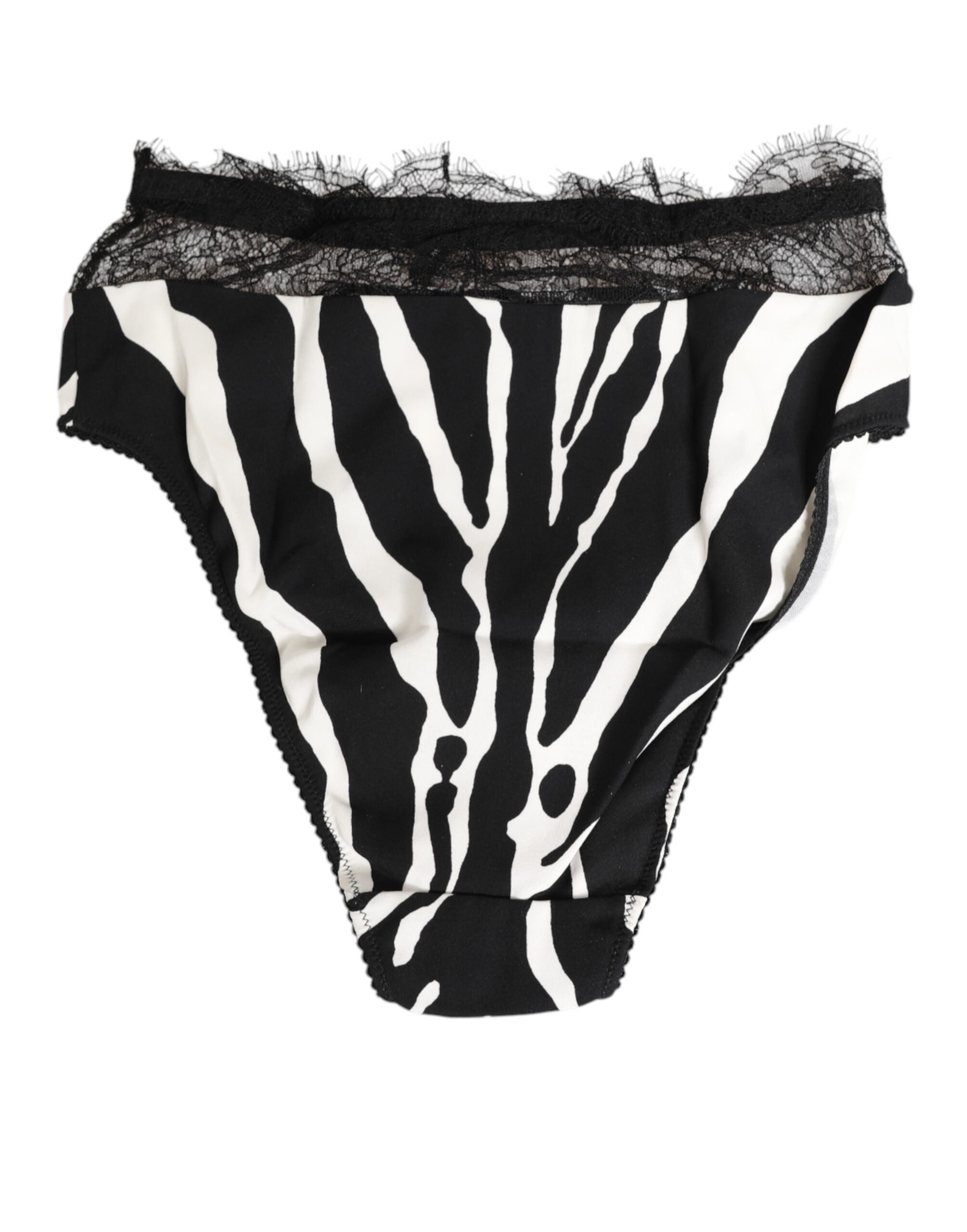 Dolce & Gabbana Schwarz Weiß Zebra Print Spitze Trim High Unterwäsche