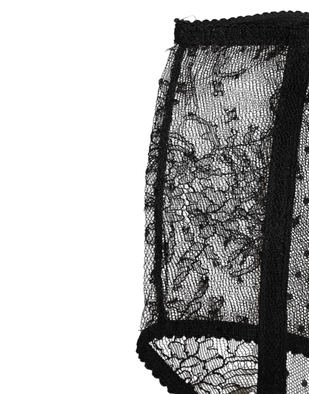 Dolce & Gabbana Schwarze transparente Tupfen-Spitzenunterwäsche mit hoher Taille