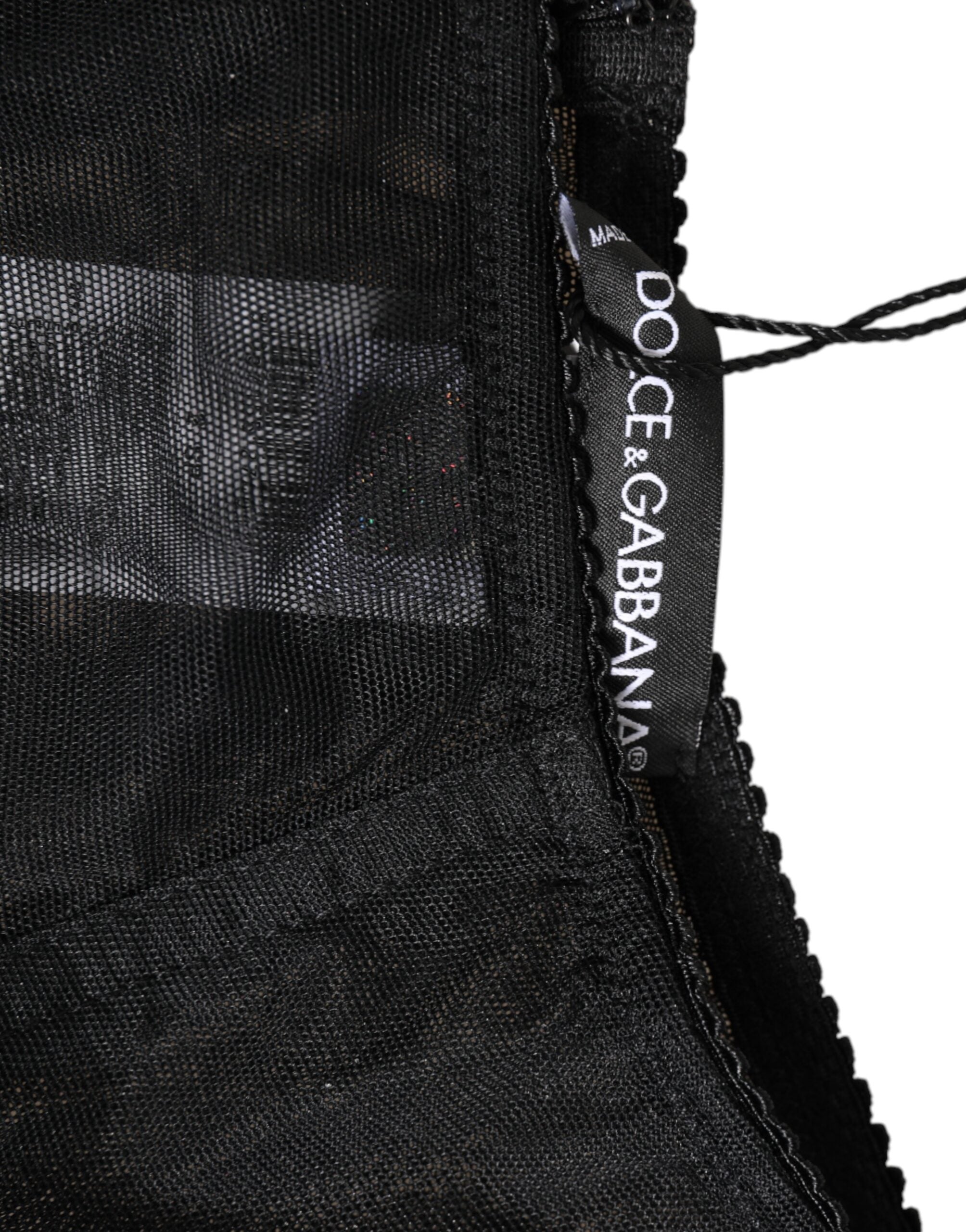 Dolce & Gabbana Schwarze High Waist Mesh Sheer Shapewear Unterwäsche